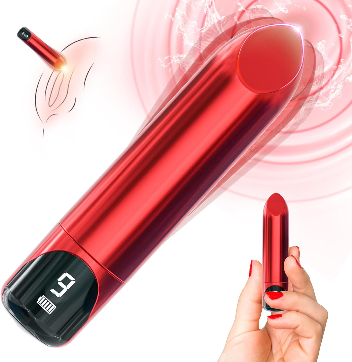 Women Sex Toy Bullet Vibrator - Mini Vibrator for Women Precision G Spot Clitoral Nipple Anal Stimulation with LED Display, 9 Powerful Vibrations, Portable Lipstick Vibrators Adult Sex Toys & Games image number 4