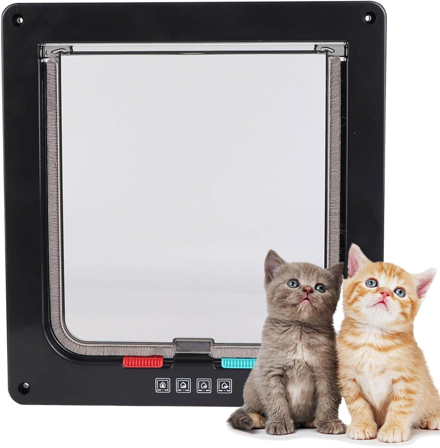 ABS Acrylic Pet Cats Screen Door Window Lockable Waterproof Medium Cat Flap (Black) image number 3