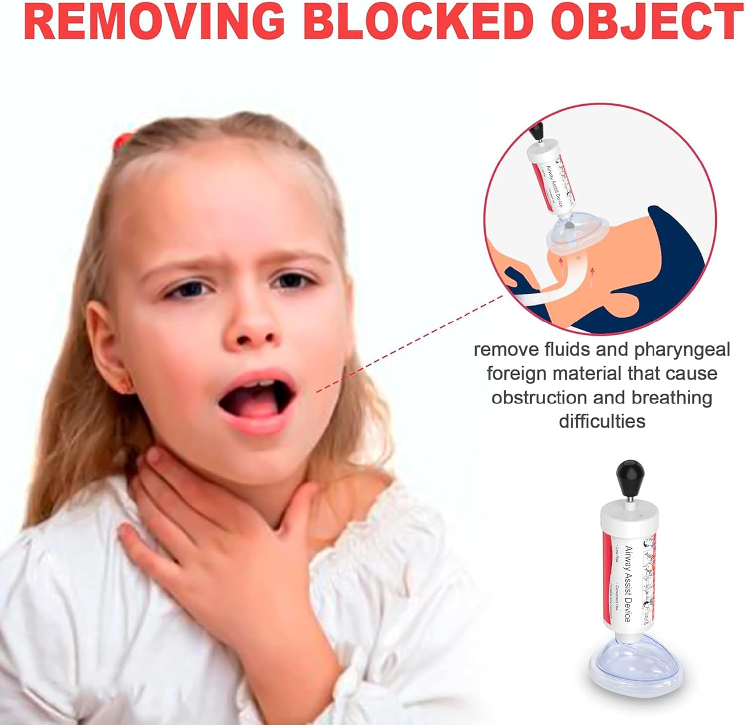 Emesak Effective Assist Device Works for Removing Foreign Material, Emergency Airway Clear Device, Easy to Carry, Safe & Effective to Remove Blocked Objects, Can Be Reused First Aid Home Kit image number 1