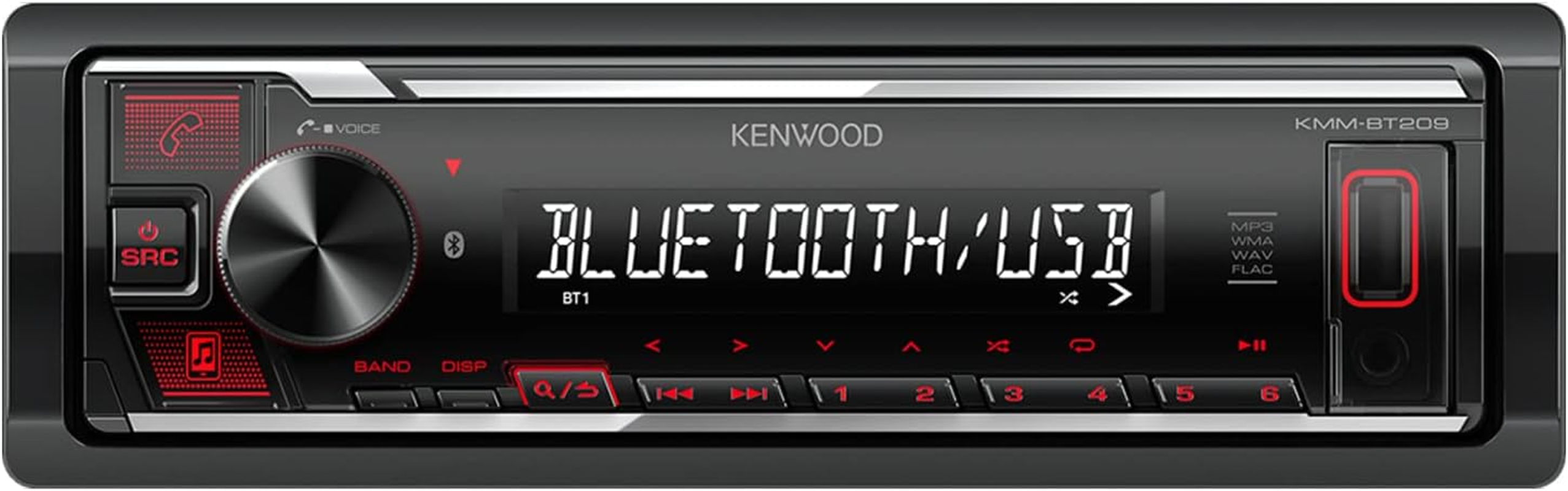 Kenwood KMM-BT209 Single Din Digital Media Receiver with Bluetooth and Digital Radio image number 1