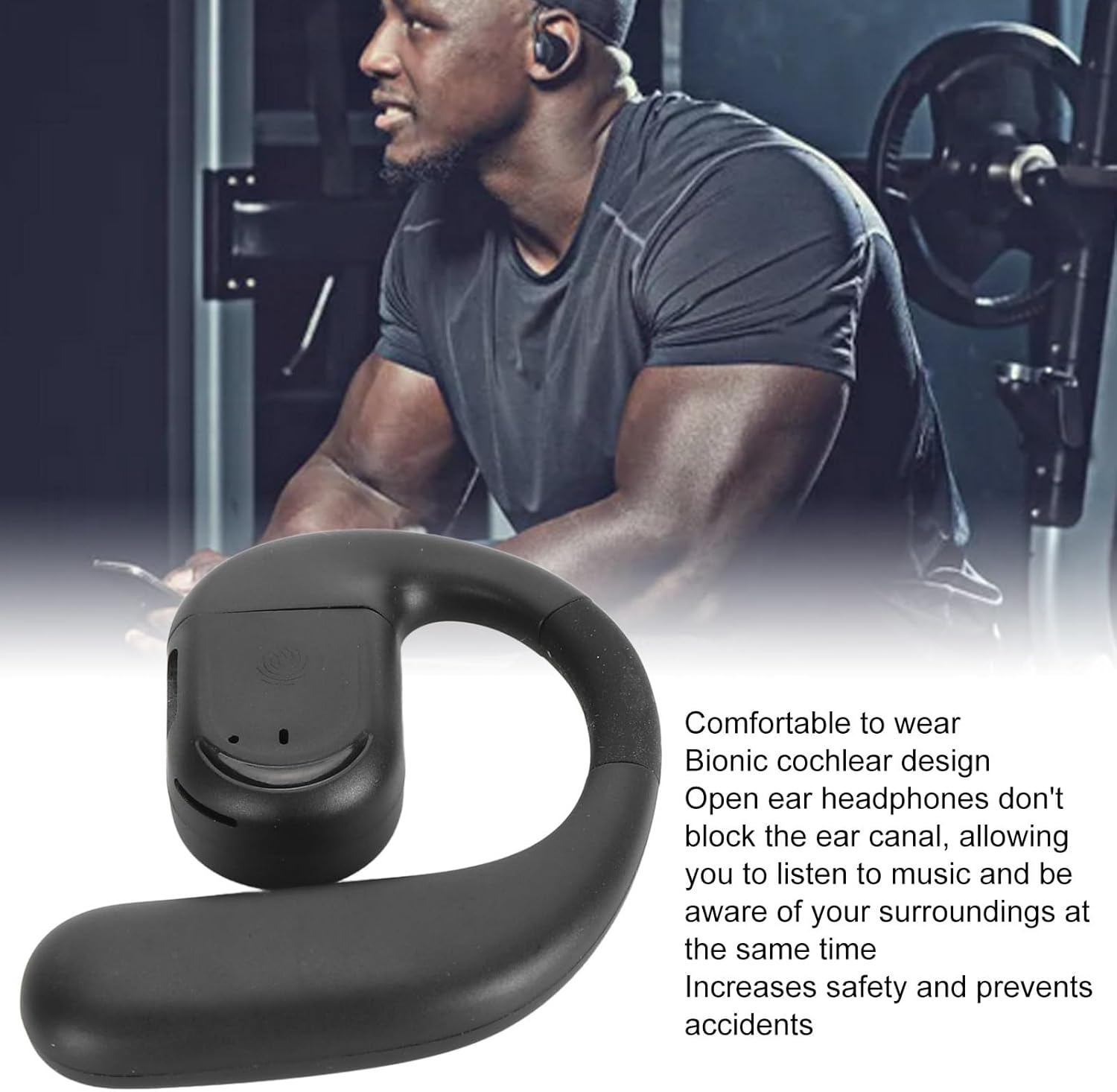 Elprico Open Ear Headphones, Wireless Bluetooth 5.4 Earbuds, 10 Hours Playtime, Waterproof Sports Headphones with Type-C Charging Port, Noise Reducing Headphones for Driving