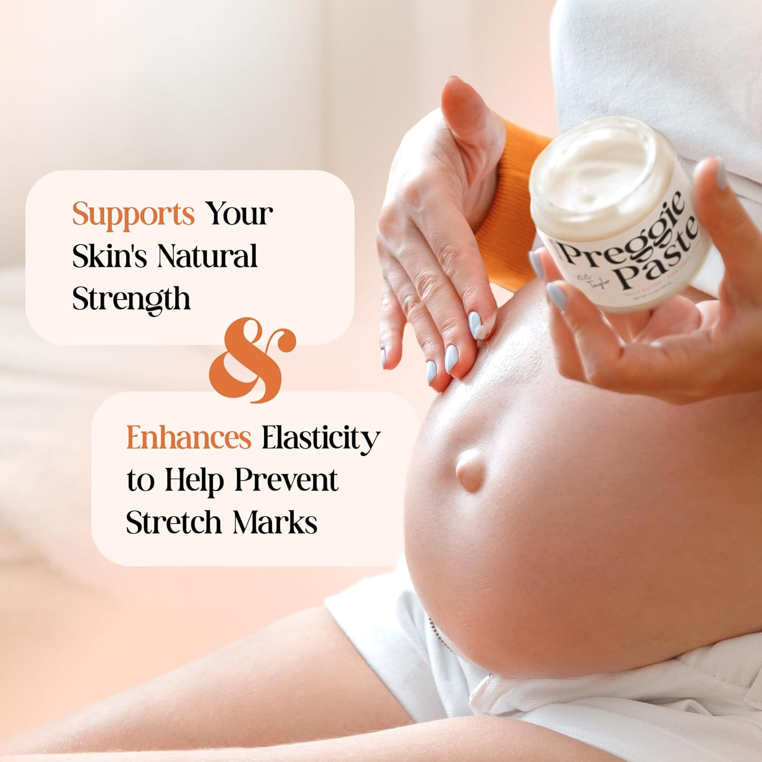 Stretch Mark Cream for Pregnancy &ndash; Non-Toxic Preggie Paste Belly Butter from Taylor'S Postpartum Essentials, Pregnancy Must Haves, Belly Firming Cream with Manuka Honey & Vitamin E, 3.7Oz Tummy Butter image number 5