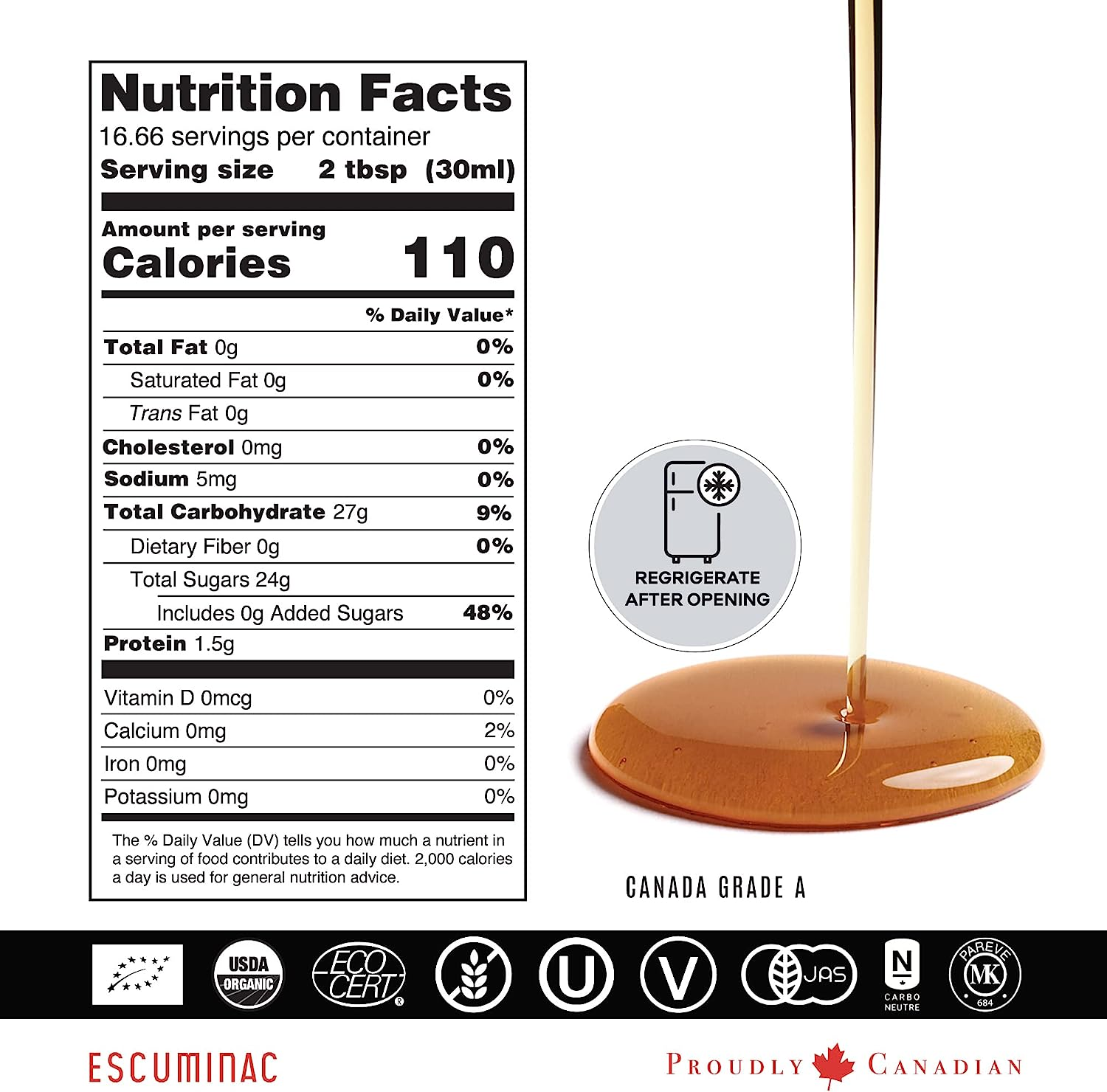 Pure Canadian Maple Syrup by Escuminac Maple Farm. Discovery Bundle 3 X 500 Ml. All Canada Grade A. Amber Light Taste, Medium Taste and Dark Robust Taste. 100% Organic, Single Origin, Bottled by the Maker. image number 6