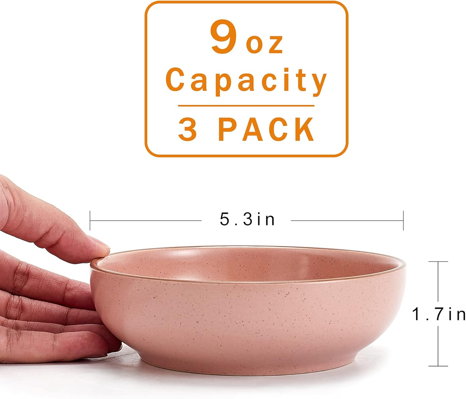 Ceramic Cat Bowls, Howise Pet Bowl Cat Dishes for Food and Water, 5.19 in Cat Food Bowl 3 Pack Pet Dishes for Cats Puppy, Matte Pink Finish image number 2
