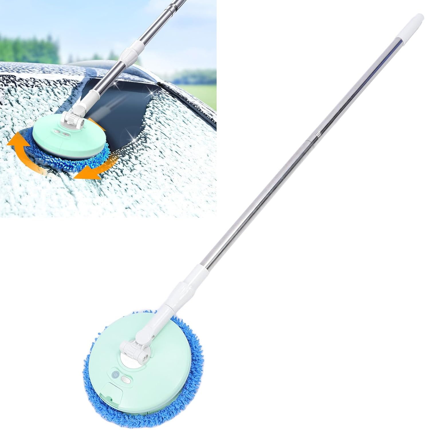 Electric Spin Scrubber, Cordless Cleaning Brush Scrubber with Adjustable Telescopic, Suitable for Bathtub Glass Car (Purplish Blue) (Green)