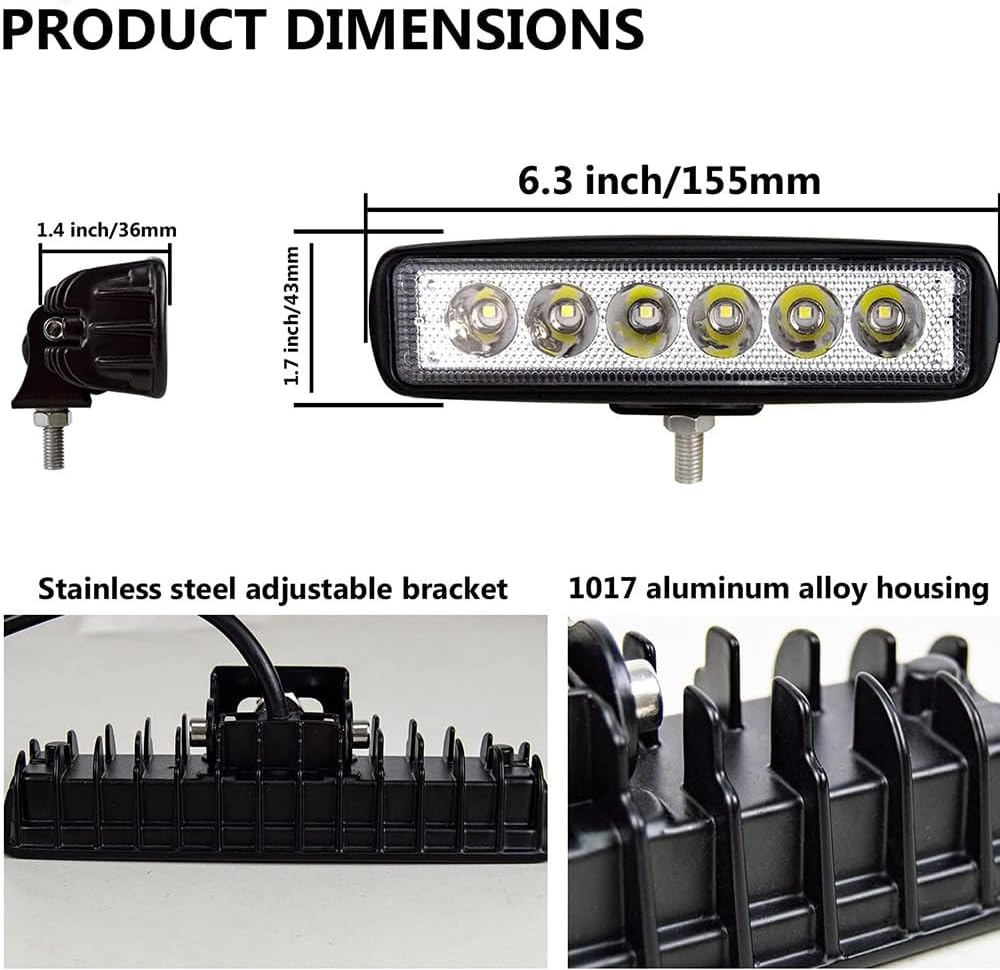 LED Light Bar, 4PCS Super Bright Led Waterproof Spotlights, LED Work Light Pods Single Row off Road, Boat Spot Marine Deck Light, Fog Light for SUV ATV Car Truck Golf Cart 9V 32V IP67 image number 5