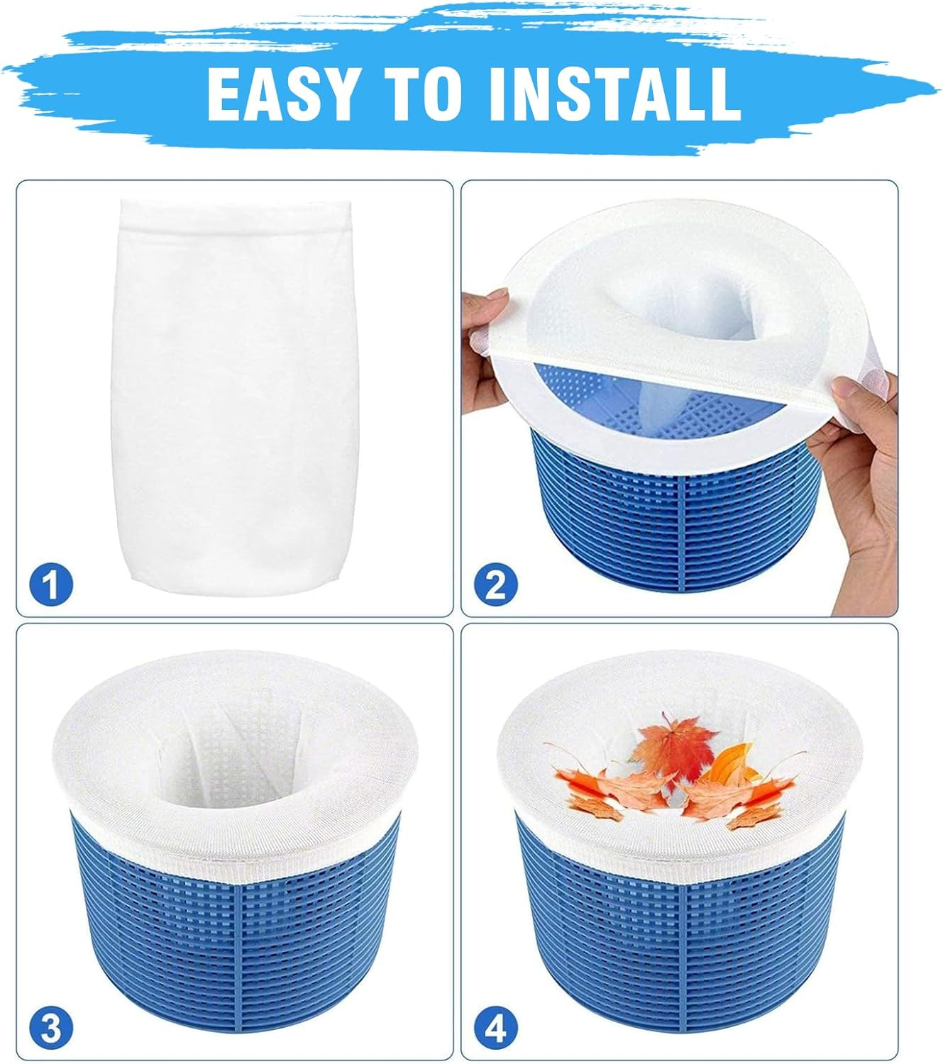 FIOHIROS 20-Pack Pool Skimmer Socks,Mesh Filter Socks for Skimmer Baskets,Effective and Easy Maintenance Pool Skimmer Basket image number 1