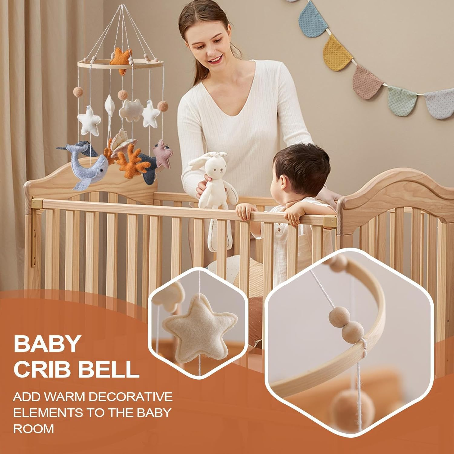 Generic B&eacute;b&eacute; Mobile, Baby Mobile Felt - Cartoons Marine Animal Decoration of Cartoon for Bassette Nursery Beautiful Bell Girls Bedroom Cradle image number 4