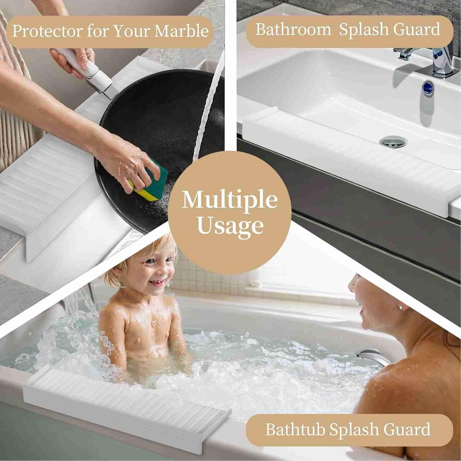 4X20 Silicon Sink Edges Protectors for Kitchen Sink, Kitchen Sink Guard, Expandable Size, Silicon Sink Protector (White) - Gray image number 3