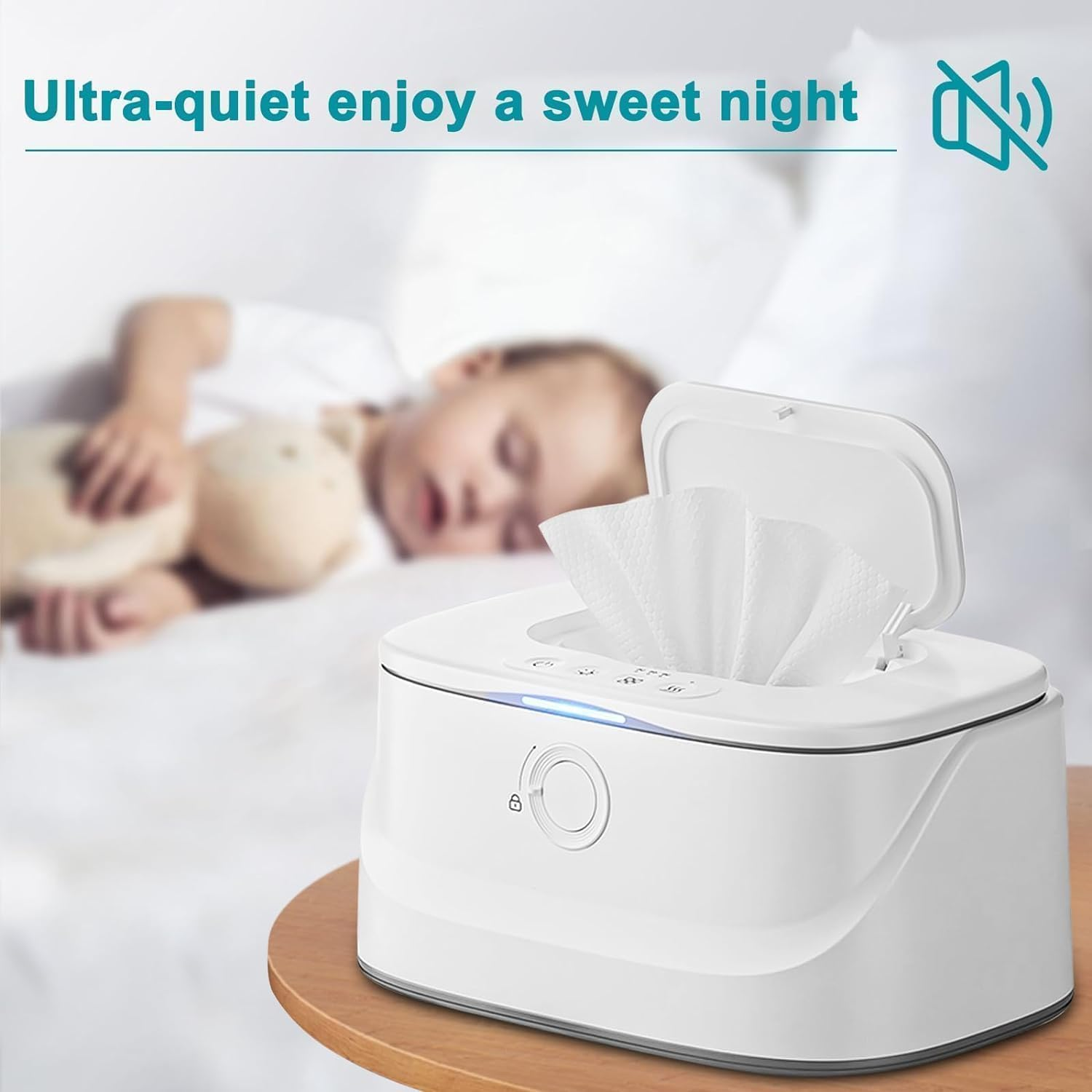 Baby Wipes Warmer, Adjustable Diaper Wipes Warmer with LED Light & USB Cable, Wipe Warmer with Digital Display, Heater Thermostat Wet Wipes Box for Home Travel image number 4