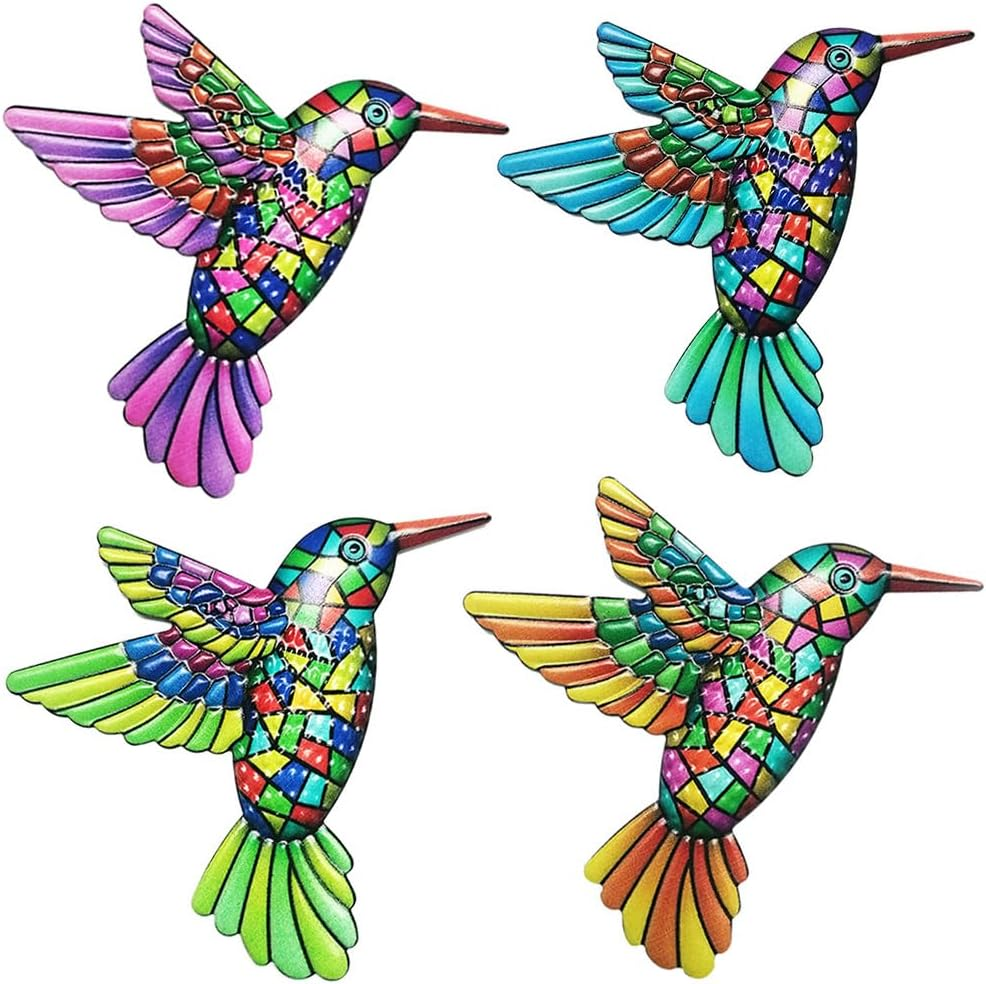 Metal Hummingbird Wall Art Decor 4Pcs, Hummingbird Hanging for Garden Fence, Farmhouse, Patio image number 2