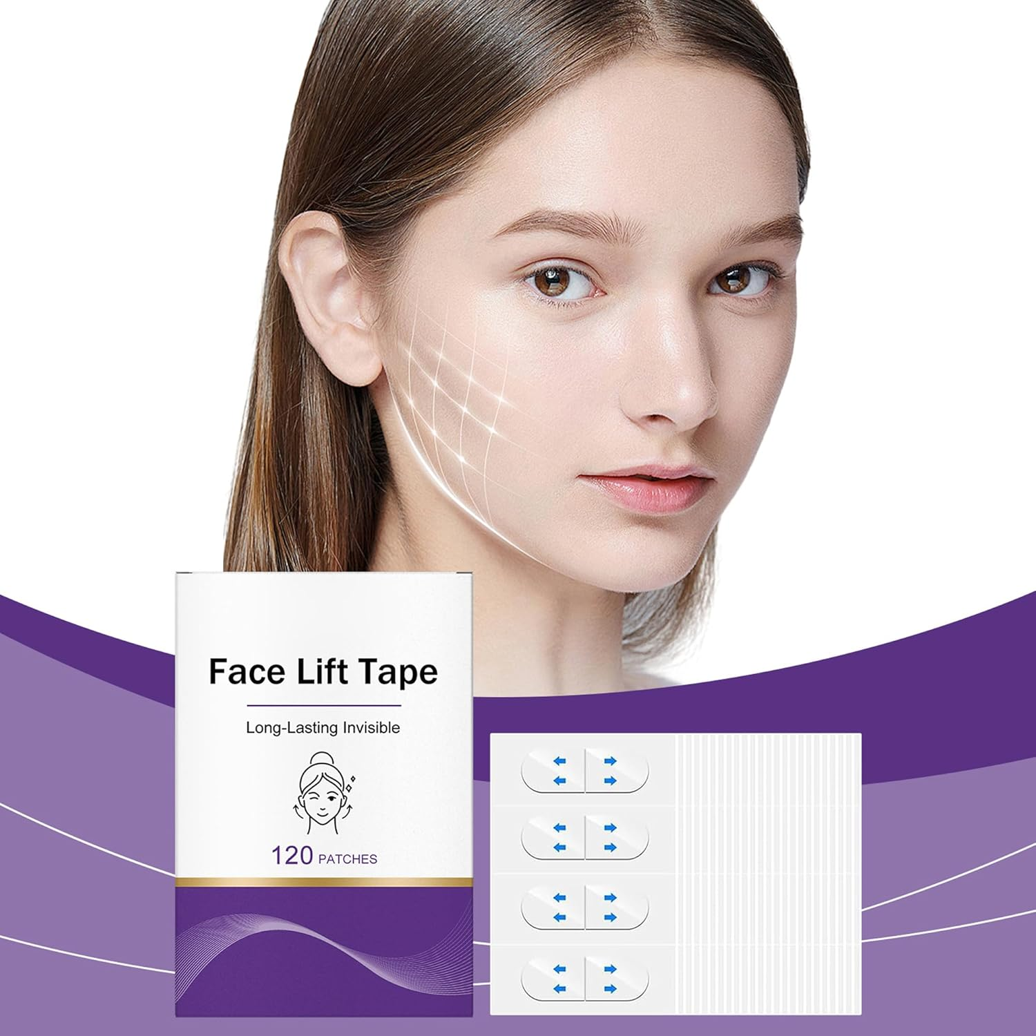 120PCS Face Lift Tape, Invisible Neck Tape Lifting, Instant Lifting for Eyes/Double Chin, Reduces Wrinkles, Perfect for Photoshoot & Daily Use image number 5
