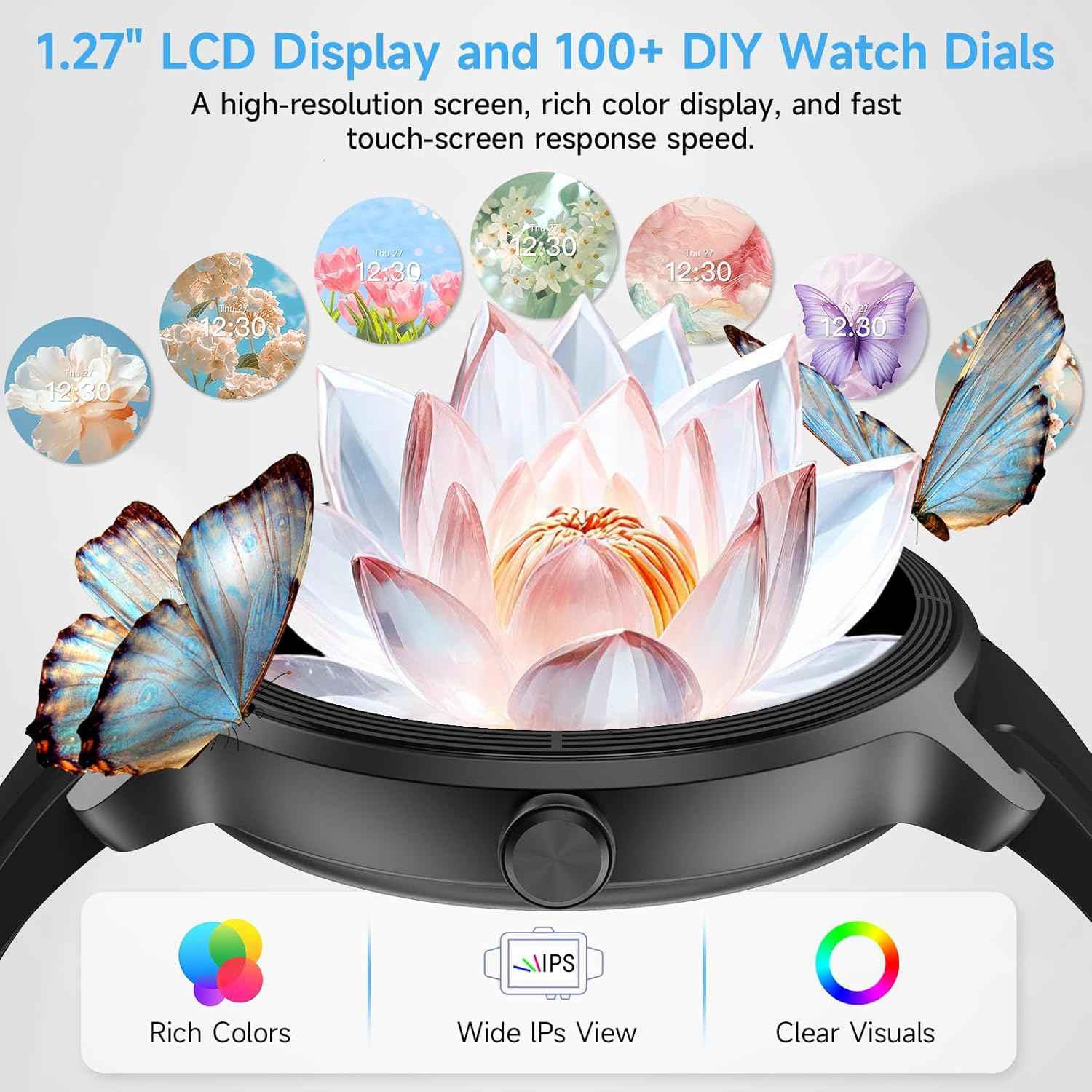 Smart Watch for Men Women, 1.27" HD Touchscreen Fitness Tracker, Bluetooth Calling, 100+ Sports Modes, Sleep Monitor, IP68 Waterproof, Compatible with Android & Ios image number 5