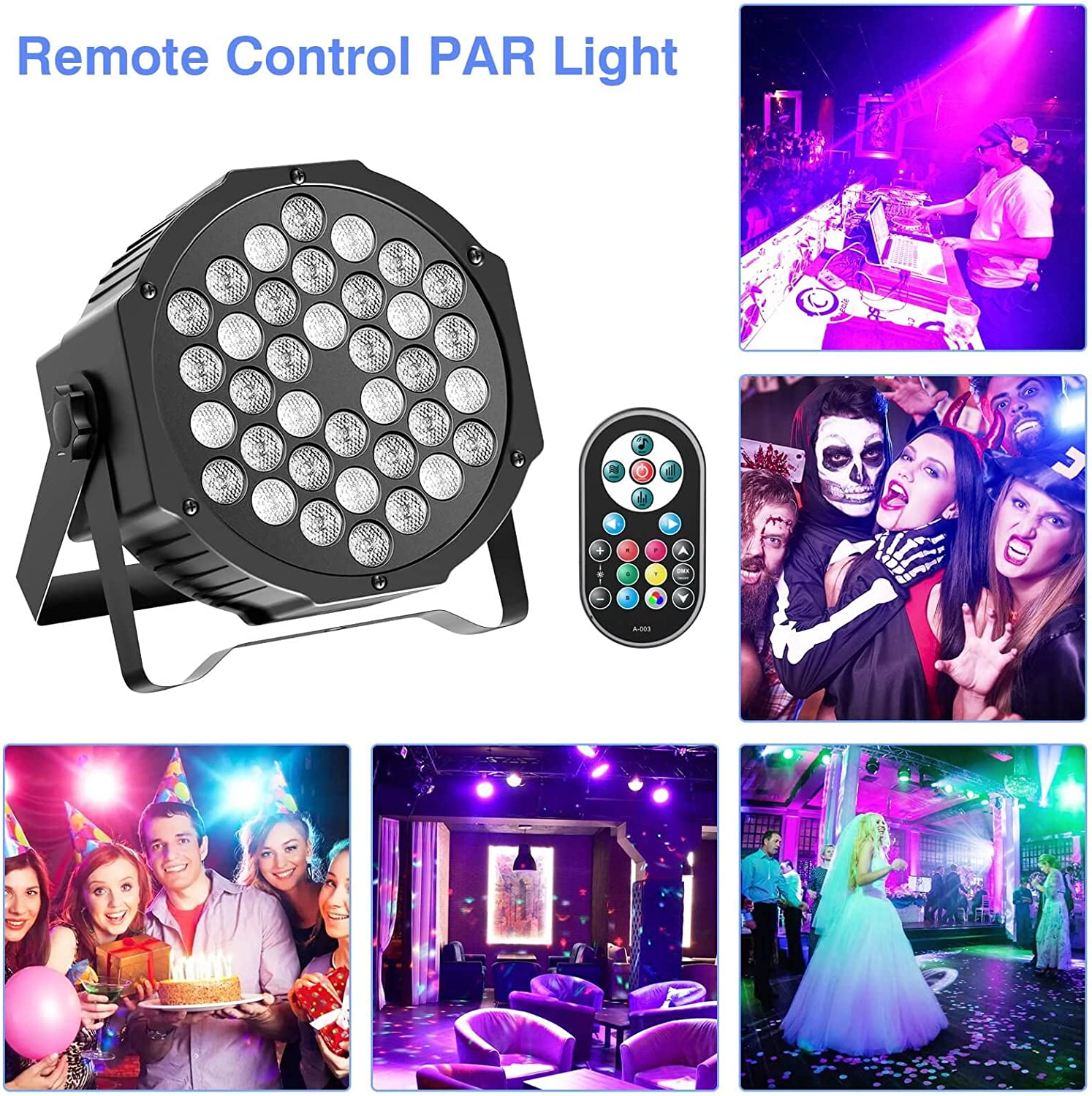 LED Par Light, Stage Lights Party Light Strip 36Pcs LED RGB DMX512 Control, Disco Light Spotlight for Stage DJ Party Show Bar Halloween Christmas (4 Packs) image number 2