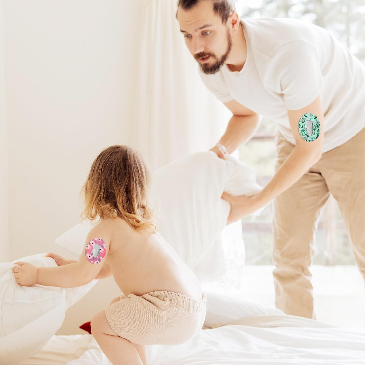 25Pcs Adhesive Patch for Dexcom G6, Waterproof Adhesive Overpatches Breathable Sweatproof Sensor Cover Colorful Floral Sensor Tape Sensor Stickers Protector for Dexcom G6 image number 5