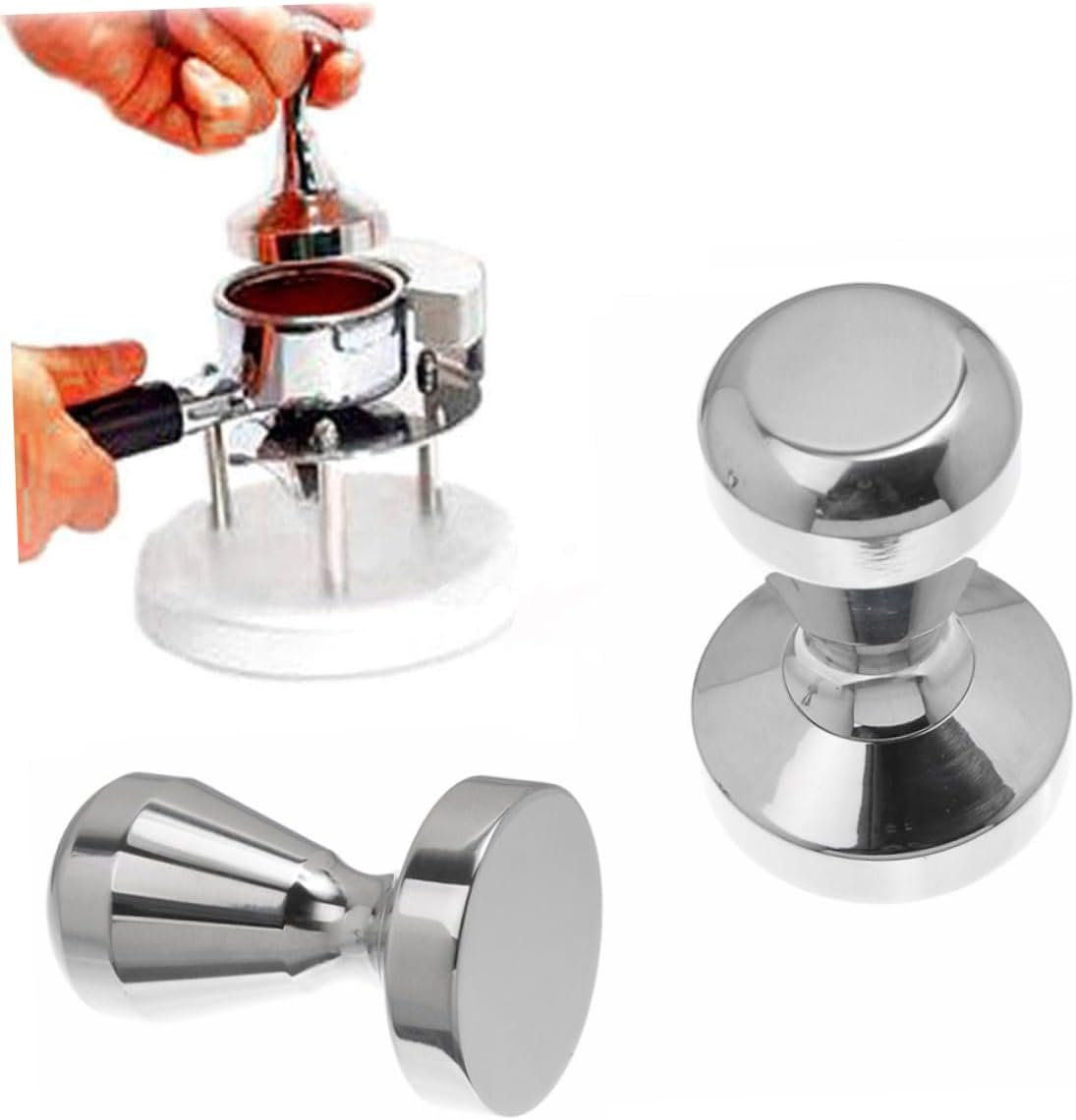 Iplusmile Stainless Steel Coffee Tamper Flat Base Espresso Machine Pressing Tool for Coffee Bar Tamping Station image number 3