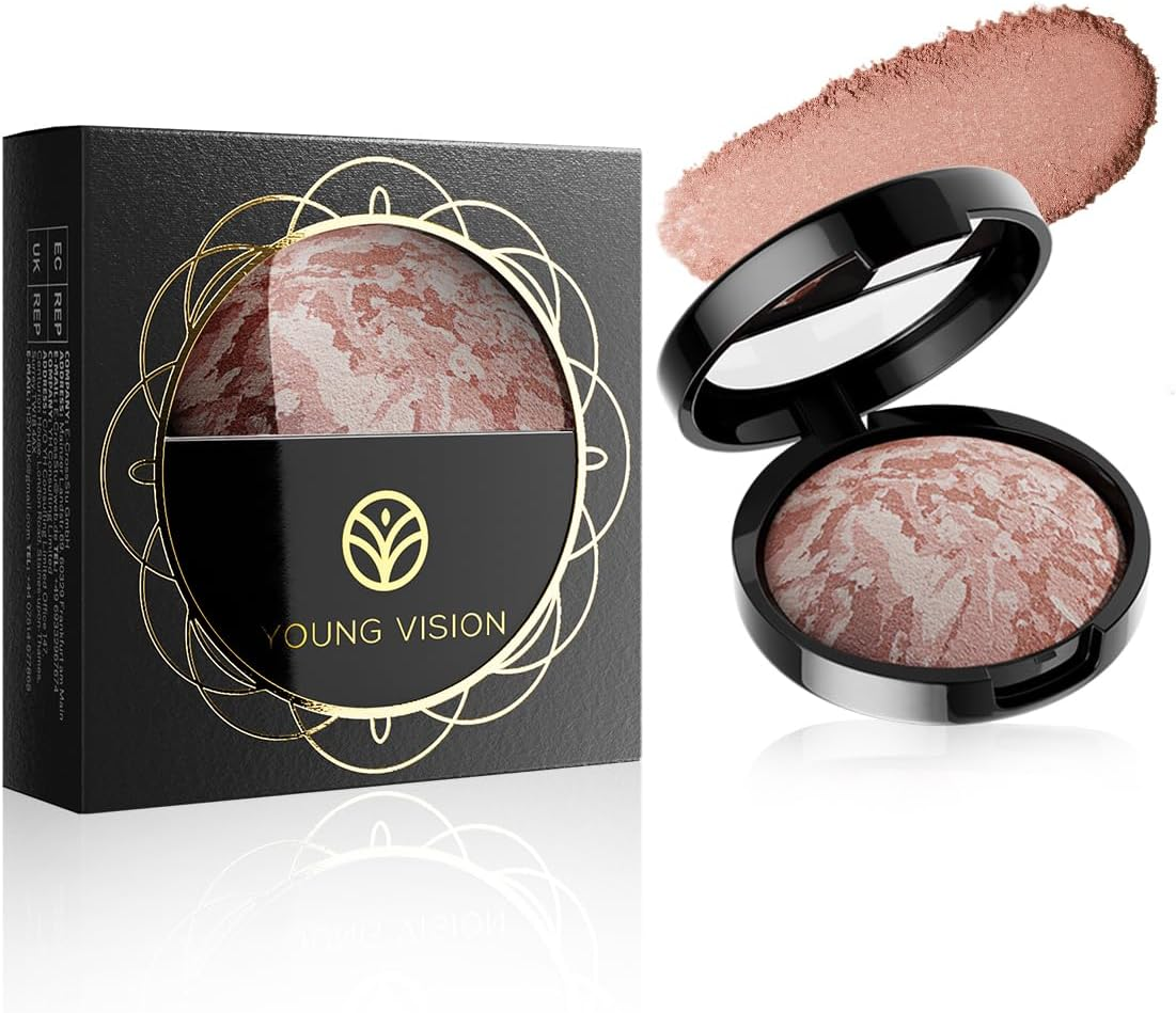 Baked Blush Bronze Marbleized 2-In-1 Sculpting Bronzer Blush - Contour Face with a Radiant Flush - All Day Wear(02)