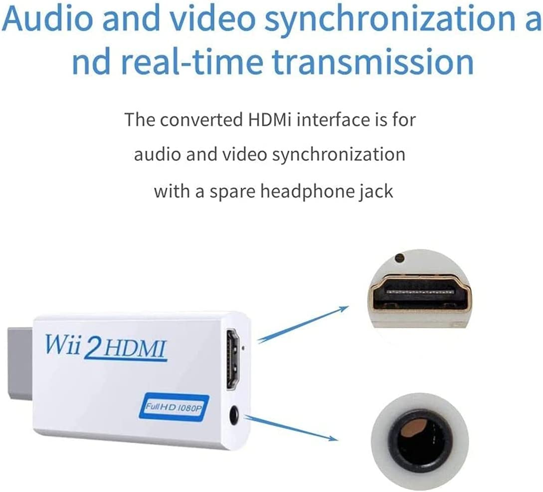 Wii to HDMI Converter 1080P 720P , SZJUNXIAO Wii HDMI Adapter Connector Output Video & 3.5Mm Audio - Compatible with Nintendo Wii, Wii U, HDTV, Supports All Wii Display Modes image number 2