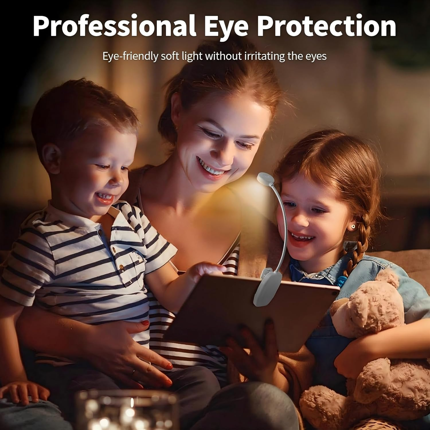 4 LED Clip on Reading Light, 3 Eye-Protecting Modes Flexible Book Light Lamp (Warm&Cool White) -Stepless Dimming, Portable and Ultra-Lightweight, Clip on to Book, Desk, Battery Powered image number 5