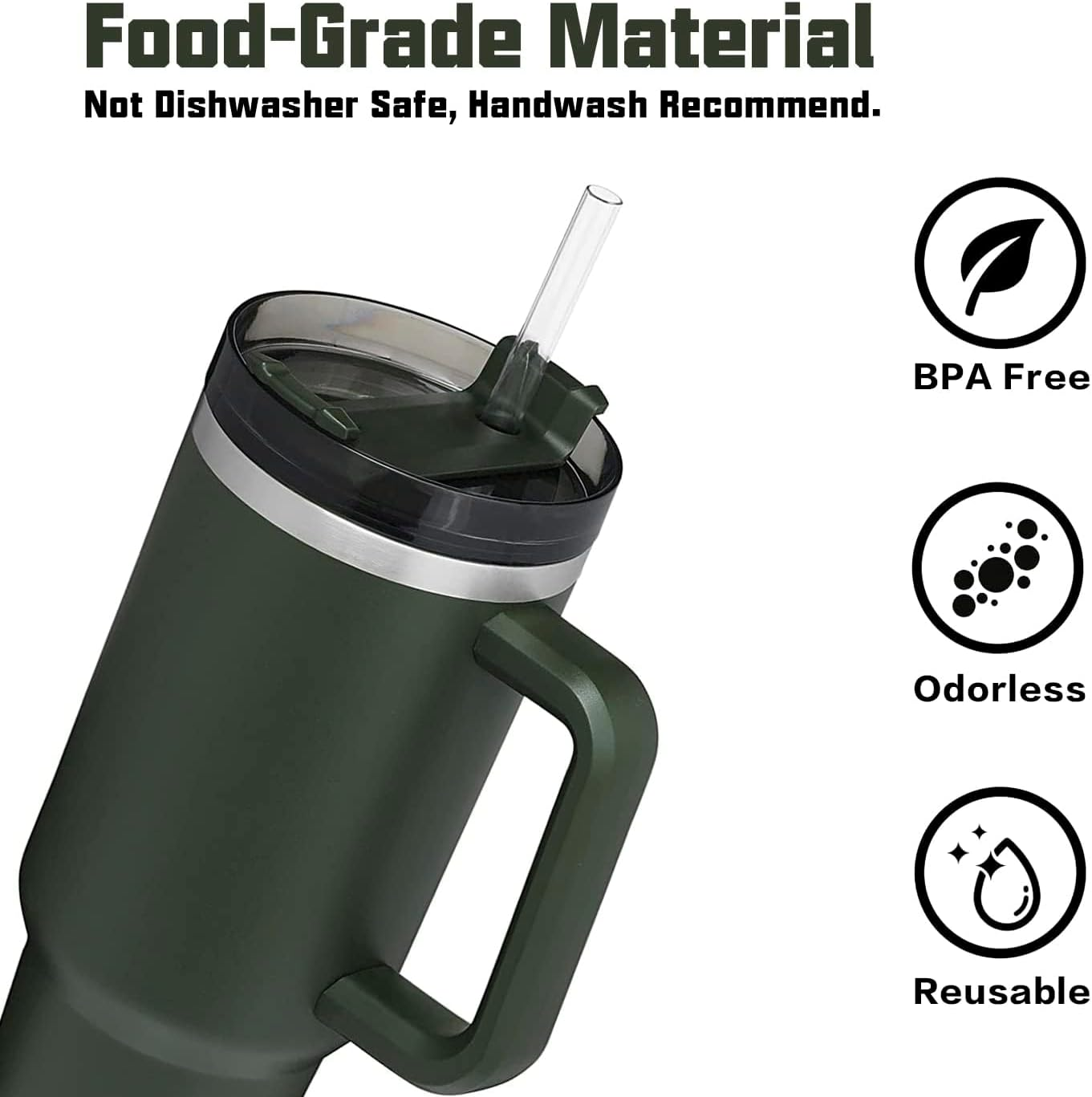 Stanley 6 Pack Replacement Reusable Straws Compatible with 40 Oz 30 Oz Cup Tumbler, Clear Food-Grade Tritan Plastic, with Cleaning Brush for Cup Accessories image number 4