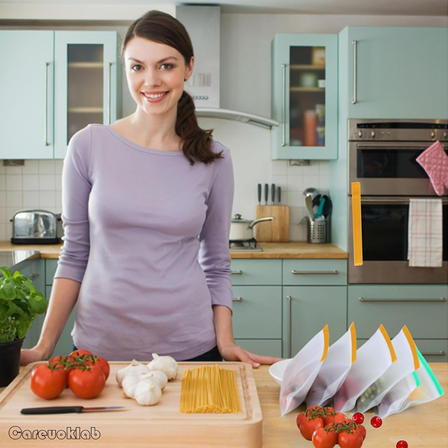 Careuoklab 10 Pack Reusable Food Storage Gallon Bags, Large Capacity Ziplock Organization Freezer Bags, Leakproof BPA Free, Easy Seal & Food Storage Tools Containers for Kitchen (2 Sizes) image number 5