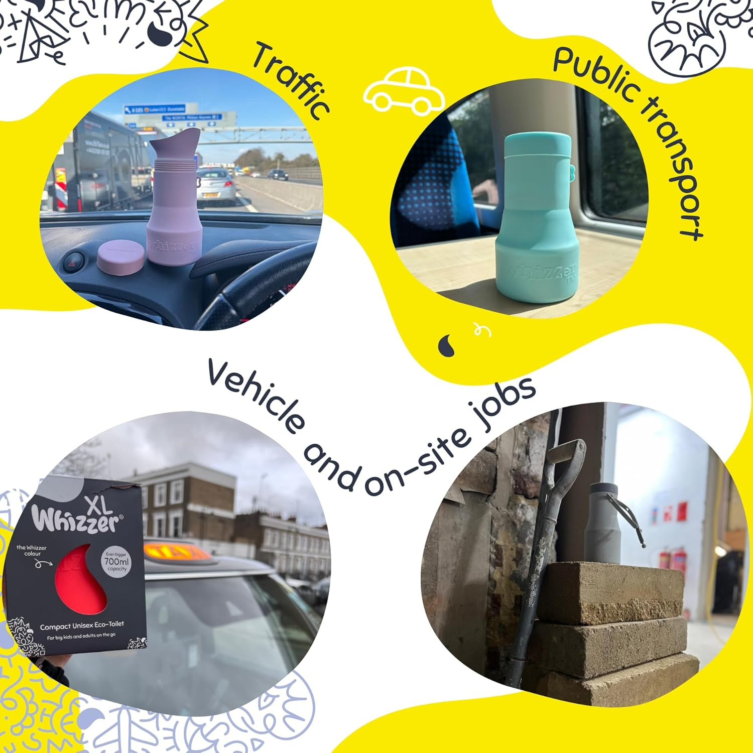 KIDDIWHIZZ Whizzer - Adults & Kids Discreet & Compact Travel Toilet Seen on Dragons Den | Portable & Leak Proof Silicone Pee Bottle - Festival Essentials Camping Toilet image number 7