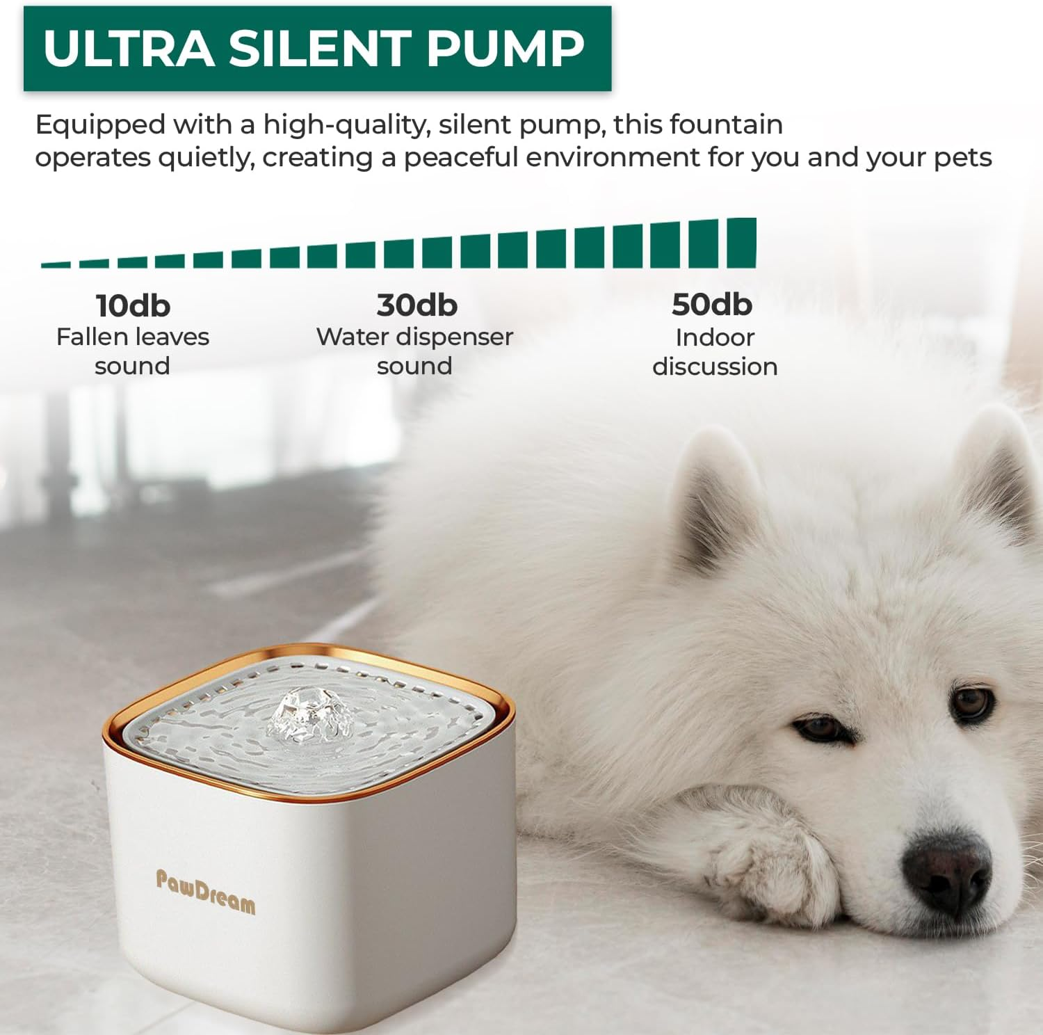 Smart Cat Water Fountain for Dogs & Cats | 3Liters Large Capacity Portable & Lightweight Pet Fountain with Ultra-Quiet Filtration,Dry-Run Protection & AU Plug Included | Ideal for Multi-Pet Households - Grey image number 3