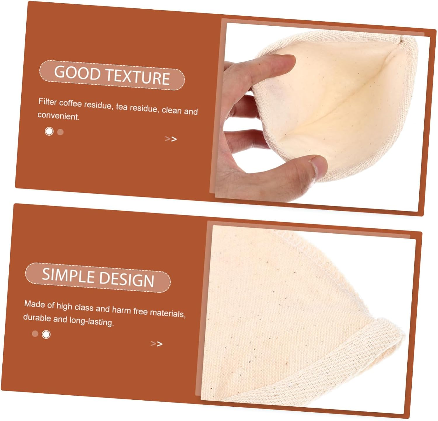 INOOMP Reusable Coffee Filter Bag Wood Handle, Large Size Portable Coffee Brewing Tool and Milk Tea Straining Bag, 2Pcs Multipurpose Mesh Filter for Home Brewing image number 3