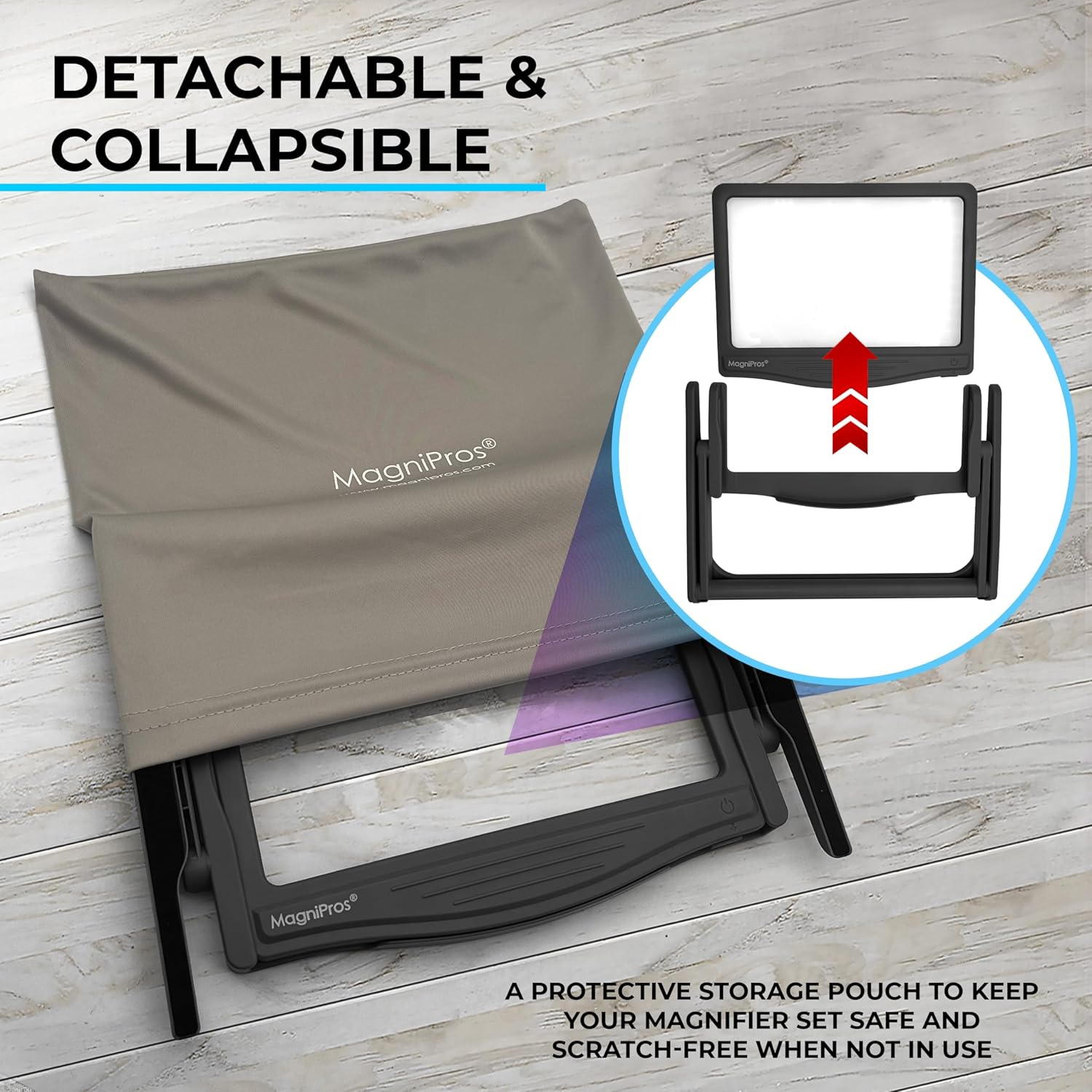 MAGNIPROS Patented 5X Large LED Page Magnifier with Detachable Stand | Eye Caring 3 Color Light Modes & Anti-Glare Lens to Reduce Eye Strain-Ideal for Reading Fine Print, Crafting, Low Vision Seniors image number 6