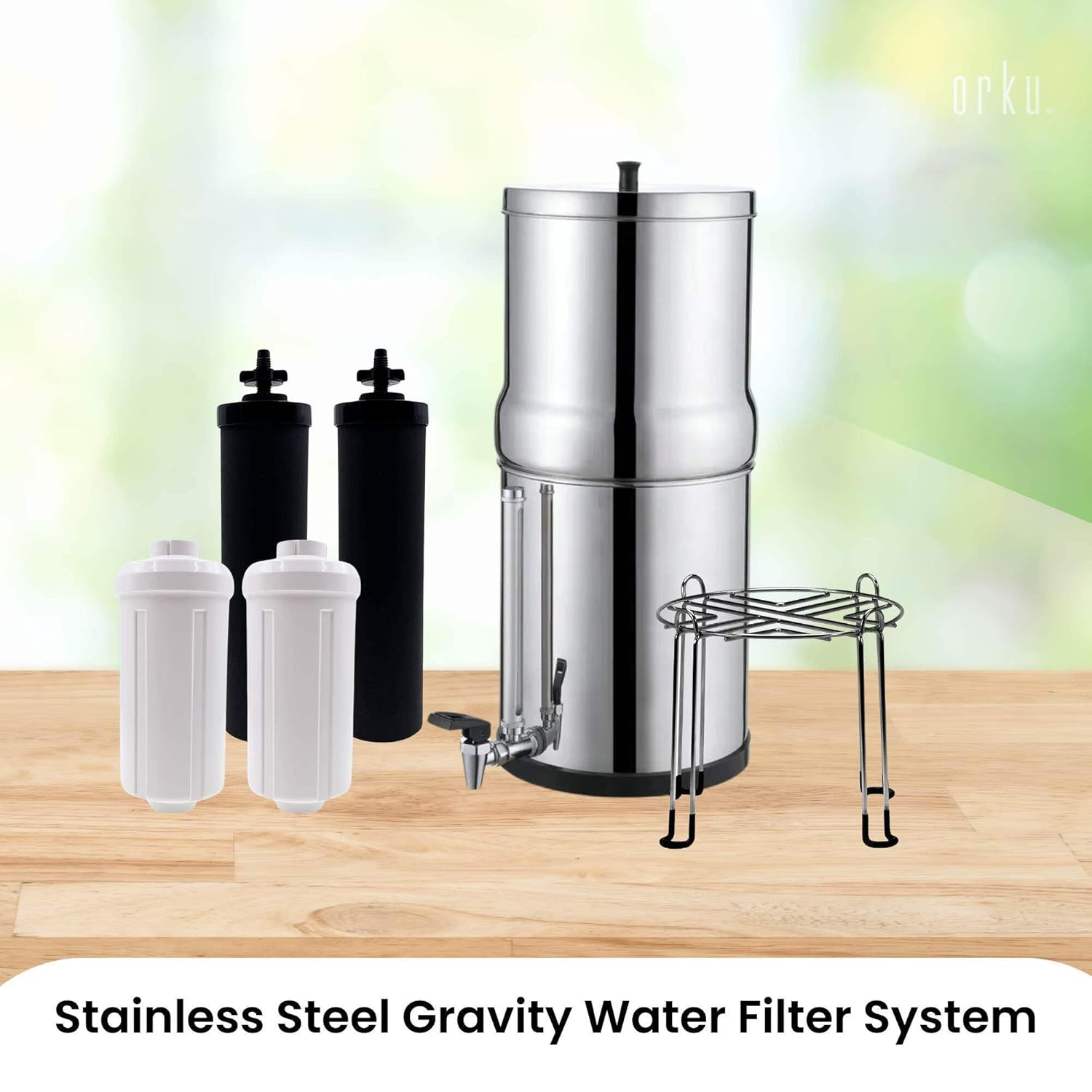 Orku 11L Gravity Benchtop Water Filter + Gauge-Stainless Steel Fluoride Removal image number 5