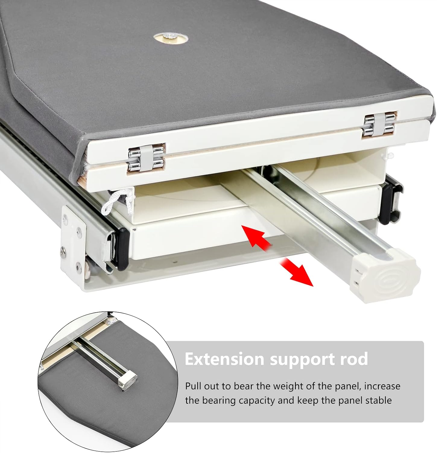 AKOZLIN Retractable Pull Out Ironing Board Closet Sliding Out Swivel Iron Board with Heat Resistant Ironing Cover, Board Size: 31.88"&times;13" image number 2