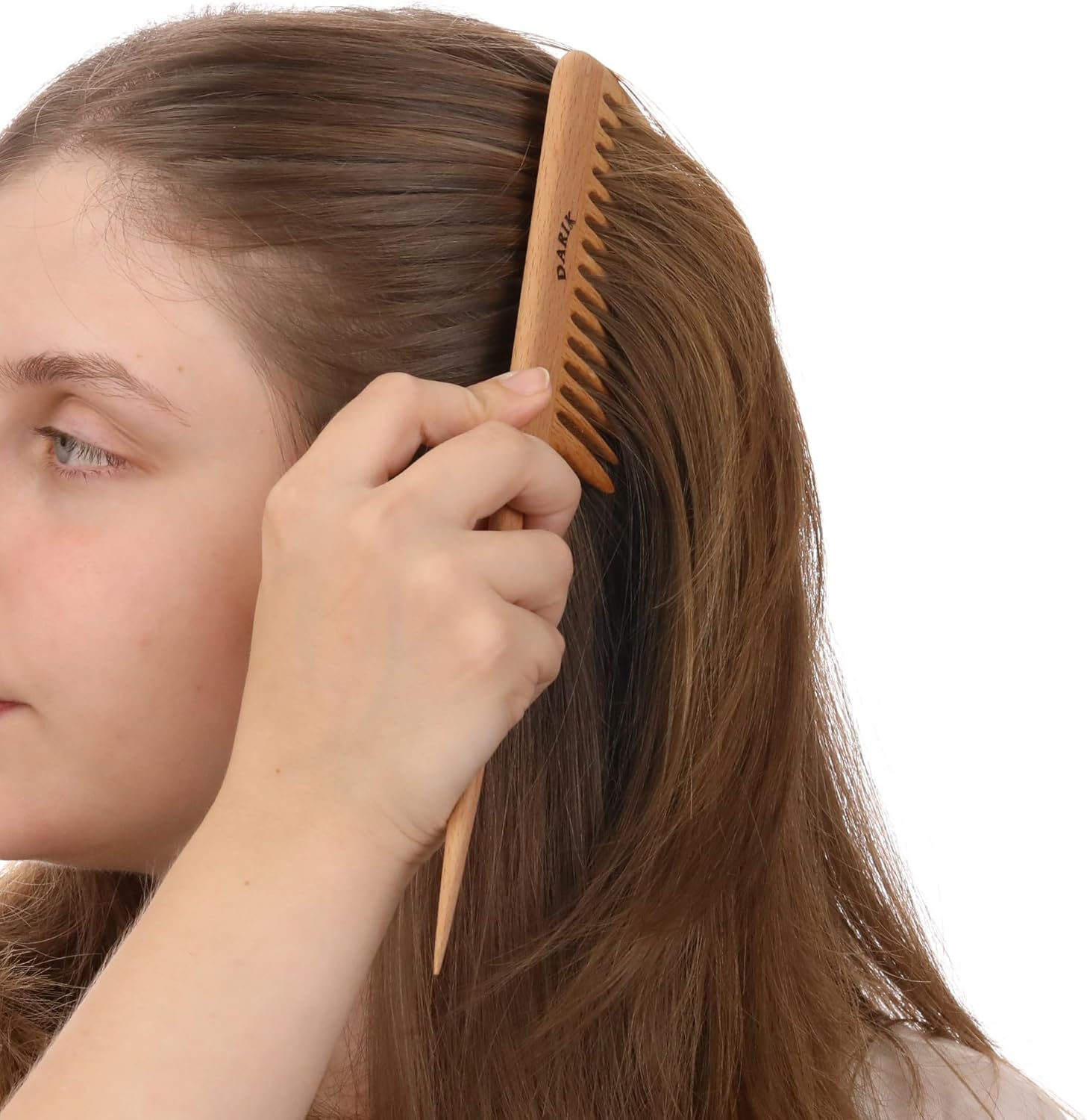 Wide Tooth Wooden Comb | Cepillo Ancho De Madera Para Cabello | Natural Hairbrush | Vintage Style Hairbrush | Wood Comb for Gentle Styling | Anti-Static Hair Comb (Wide Tooth Tail Comb) image number 5