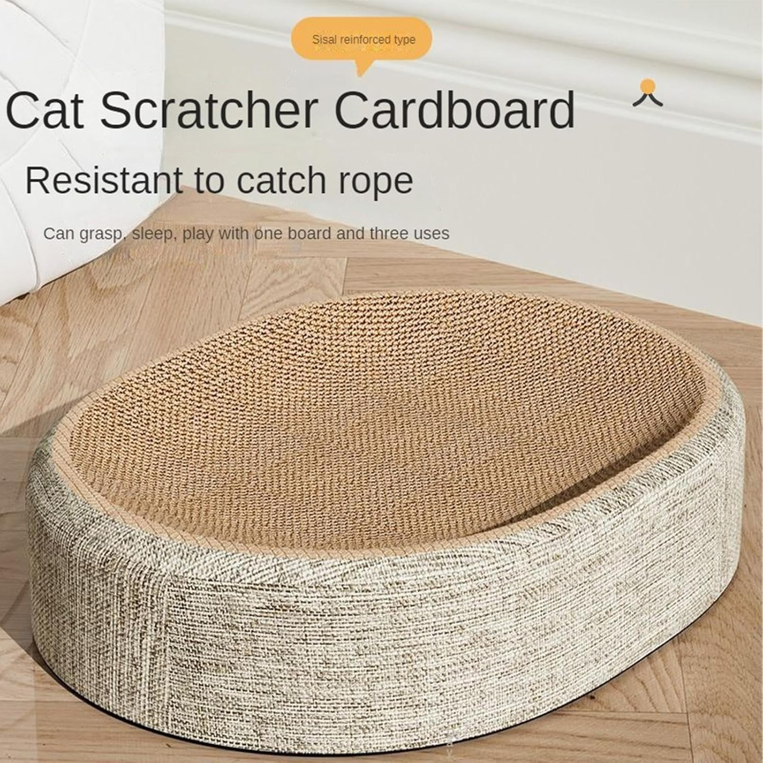 Cat Scratching Board, 2 in 1 Cat Scratcher Bed, Oval Pussy Scratcher Bowl for Furniture Protection, Scratching Mat for Grinding Claw and Sleeping, 41X31X10 CM image number 3