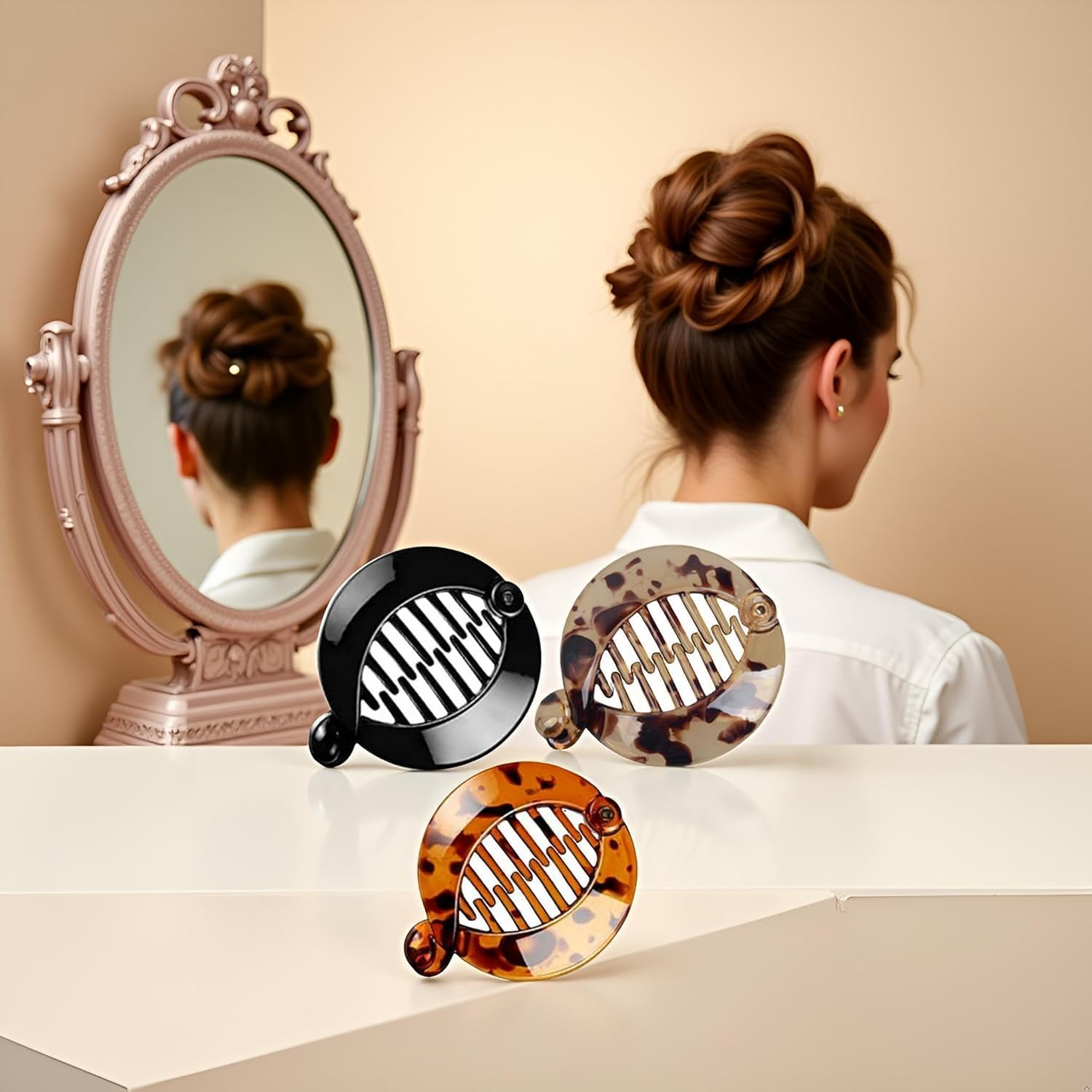 3Pcs Resin Banana Hair Clips Small Banana Hair Combs Fishtail Hair Clip Side Comb round Ponytail Holder for Women Girl Hair Accessories Clips and Barrettes image number 1