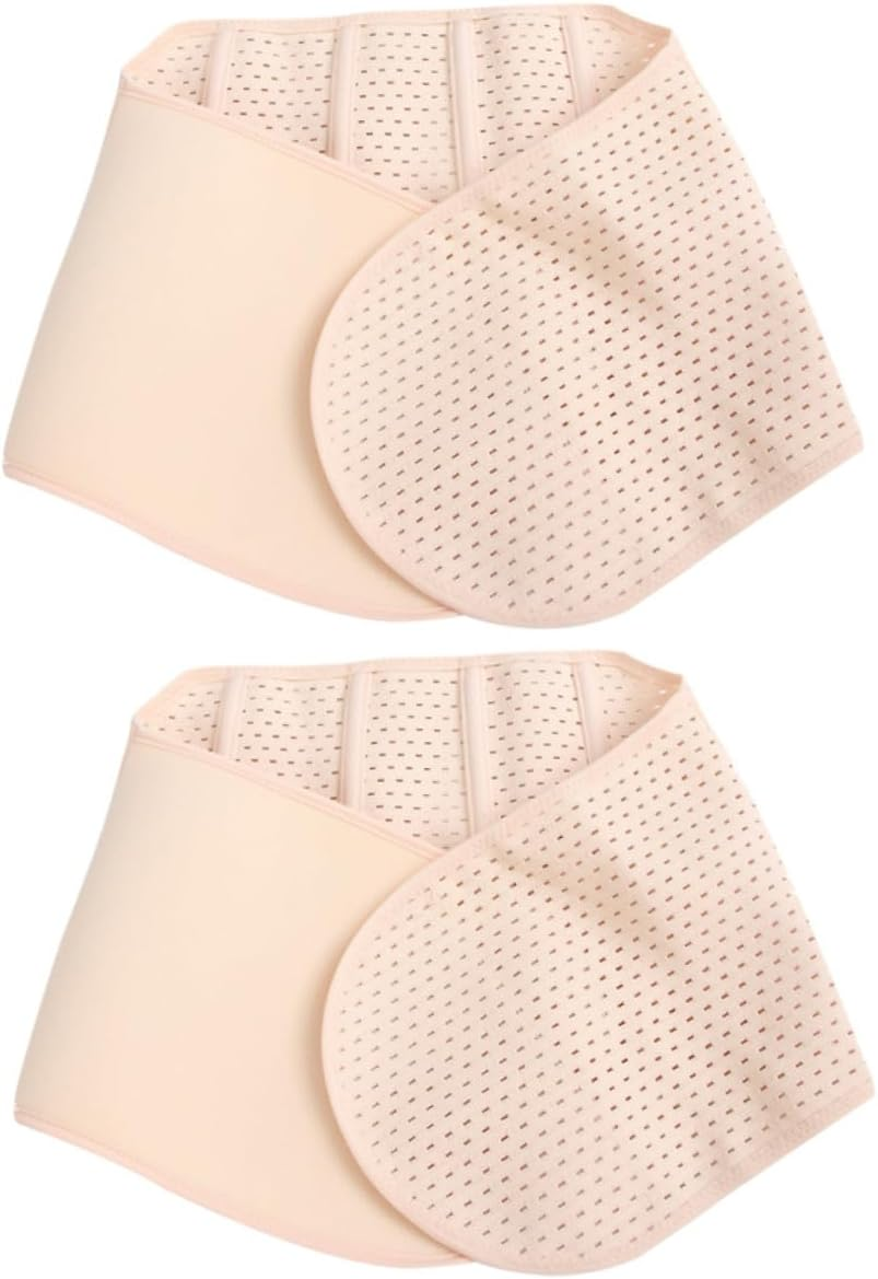 2Pcs Postpartum Belly Brace for Women Skin Friendly Breathable Abdominal Binder with Lumbar Support Elastic Maternity Belly Bands for Pelvic and Waist Slimming Beige image number 1