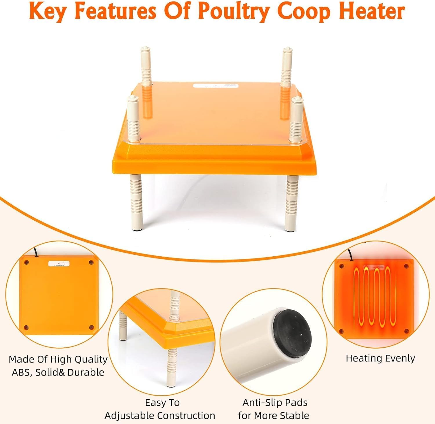 Brooder Heater for Chicks,Chick Brooder Heating Plate with Easy Cleaning Plate Poultry Coop Heater Chicks Warmer 12" X 12" for 20 Chicks Adjustable Height Brooding Heater 22 Watts image number 2
