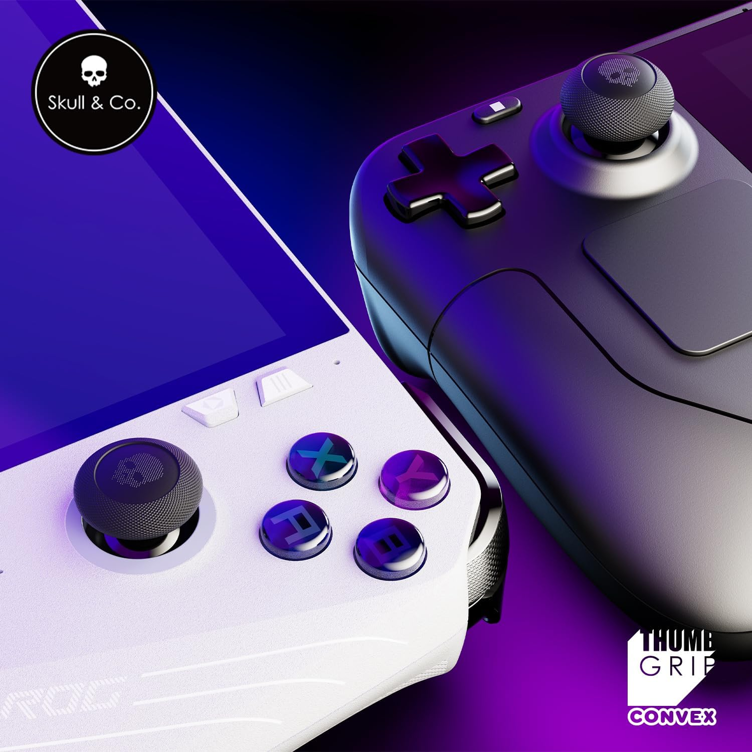 Skull & Co. Convex Thumb Grips Set: Skin, CQC Joystick Cap Analog Stick Cap for Steam Deck and ROG Ally - Neon Yellow, 2 Pairs (4Pcs) - Convex-Black image number 2