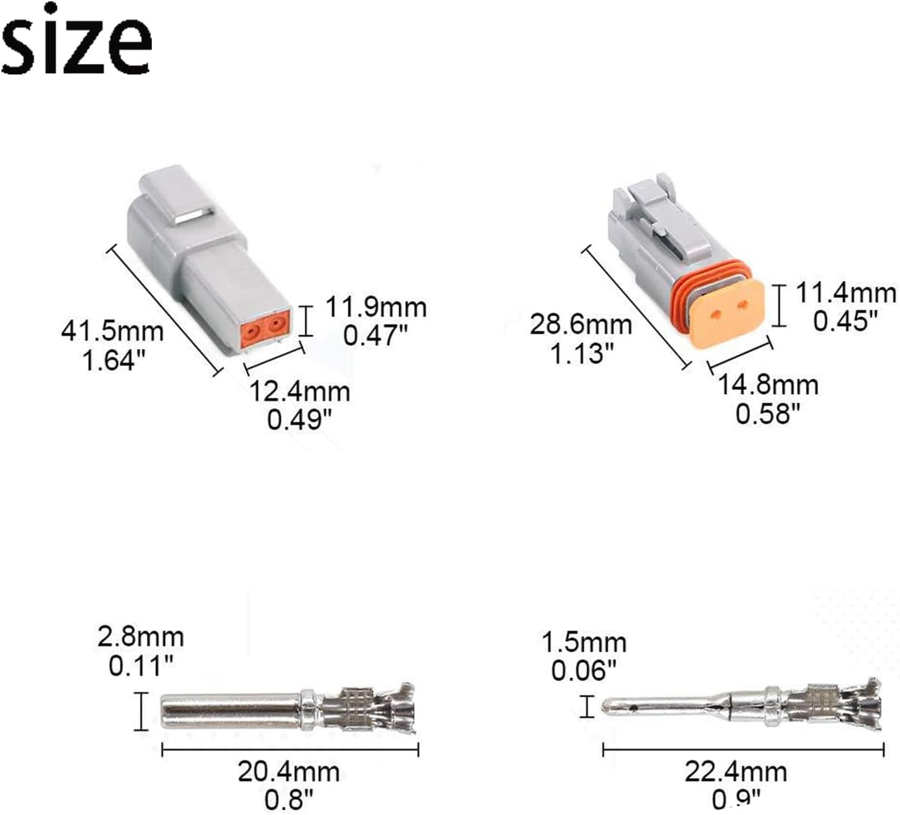 Roczential 6 Sets DT Connector Kits 2 Pin Waterproof Electrical Wire Connector with Size 16 Solid Contacts for Truck Off-Road Marine Motorcycle Wiring image number 6