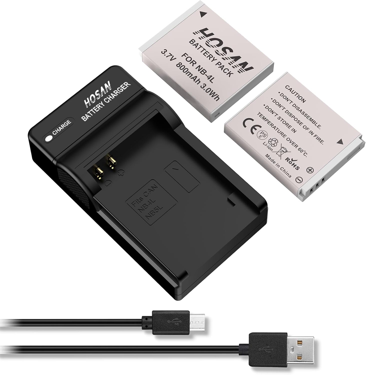 NB-4L Replacement Battery (2-Pack) and Portable USB Charger Kit for Canon NB-4L IXY 410F IXY 400F IXY 210F IXY 600F IXY 610F IXUS 50 IXUS 60 IXUS 70 image number 1