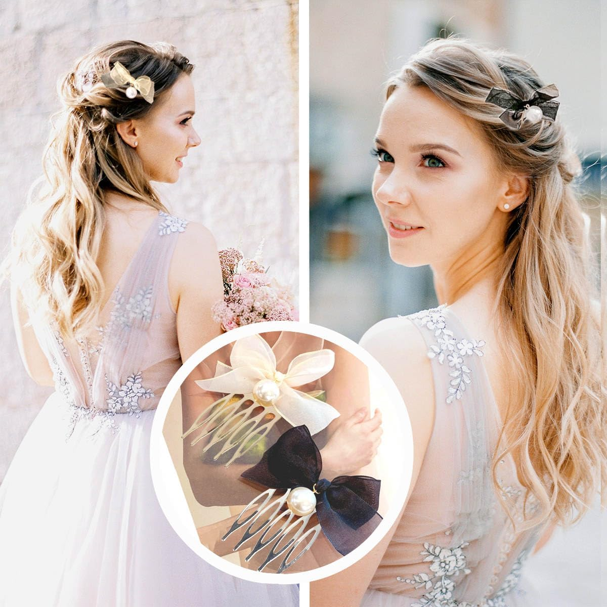 Qoaimu 20 Pack 5 Teeth Small Hair Side Combs, Hair Clip Combs, Plain Blank Crafting DIY Slide Combs, Small Tiny Hair Side Combs, Bridal Wedding Veil Combs for Fine Hair, Silver and Gold image number 5