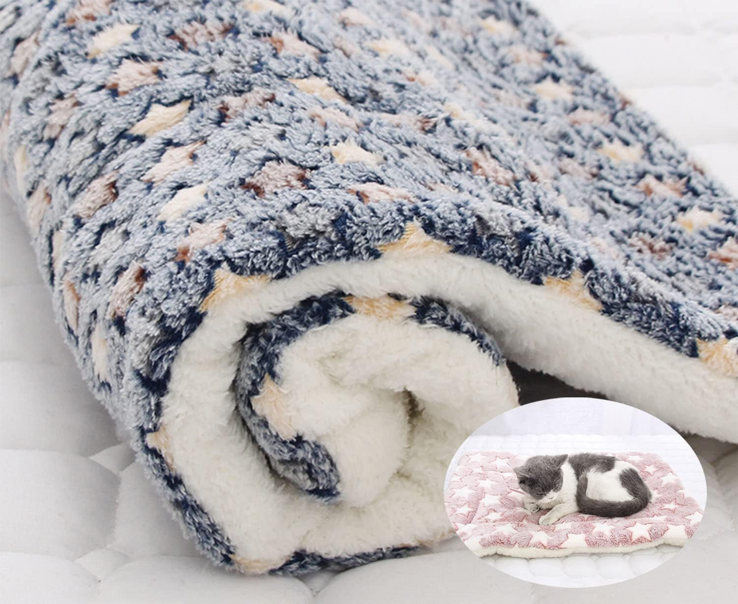 Jfxgjuv Cozy Calming Cat Blanket Large Cozy Calming Cat Blanket for Anxiety and Stress Ultra Soft and Self Warm Dog Cat Bed Mat with Cute Prints Cat Blankets for Indoor Cats Dogs Puppy (Gray,L)