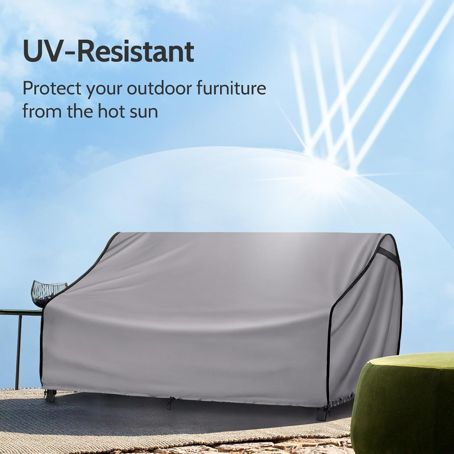 Outdoor Furniture Covers for Sofa Waterproof, Fits up to 54W X 38D X 29H Inches, Patio Loveseat Cover Tear Resistant, Grey image number 2