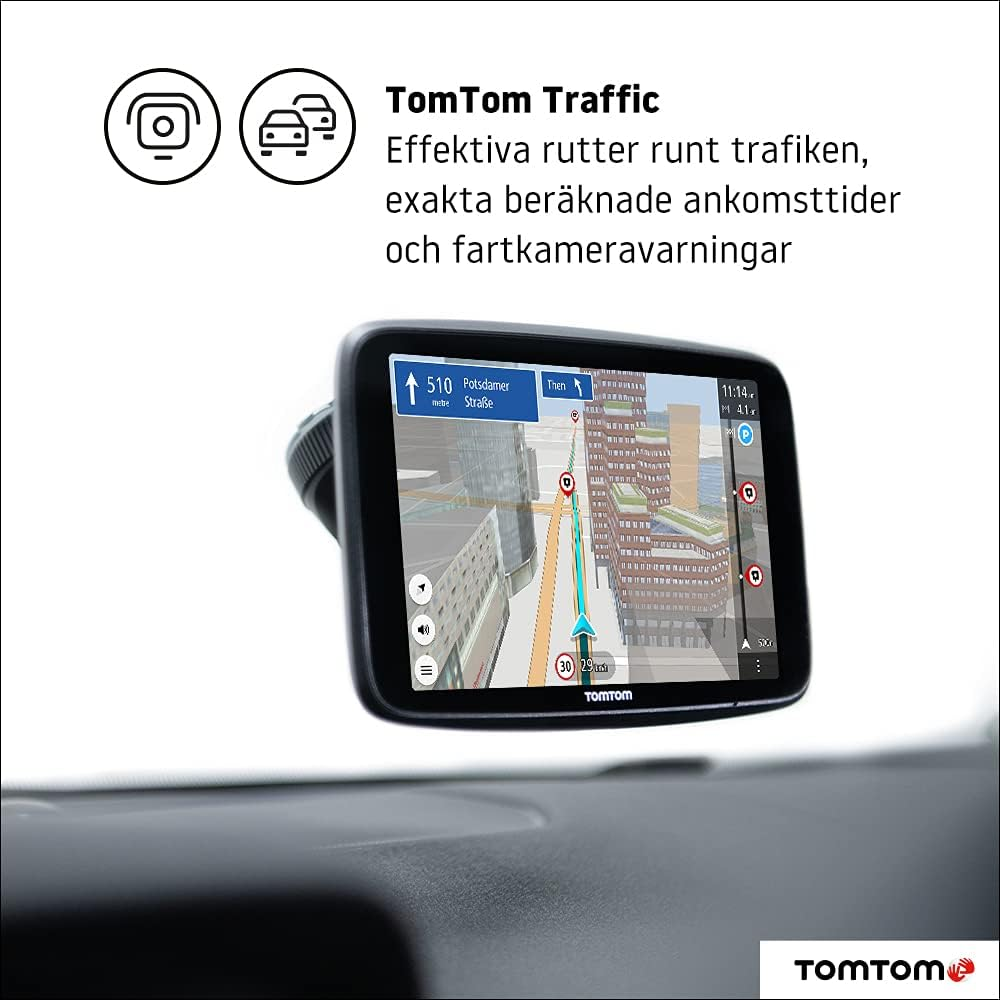 Tomtom Car Sat Nav GO Discover, 6 Inch, with Traffic Congestion and Speed Cam Alerts Thanks to Tomtom Traffic, World Maps, Quick-Updates via Wifi, Parking Availability, Fuel Prices, Click-Drive Mount image number 6