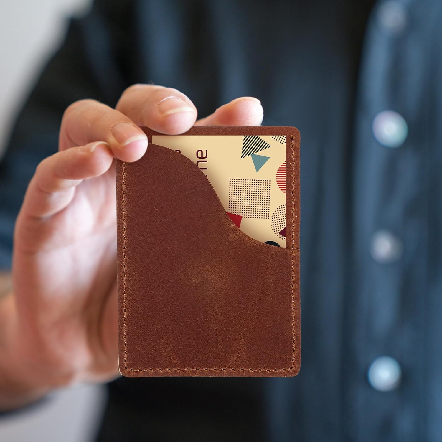 Abaodam Business Card Holder Wallet Card Organizer Pouch Brown Passport Sleeve Travel Wallet for Women image number 3