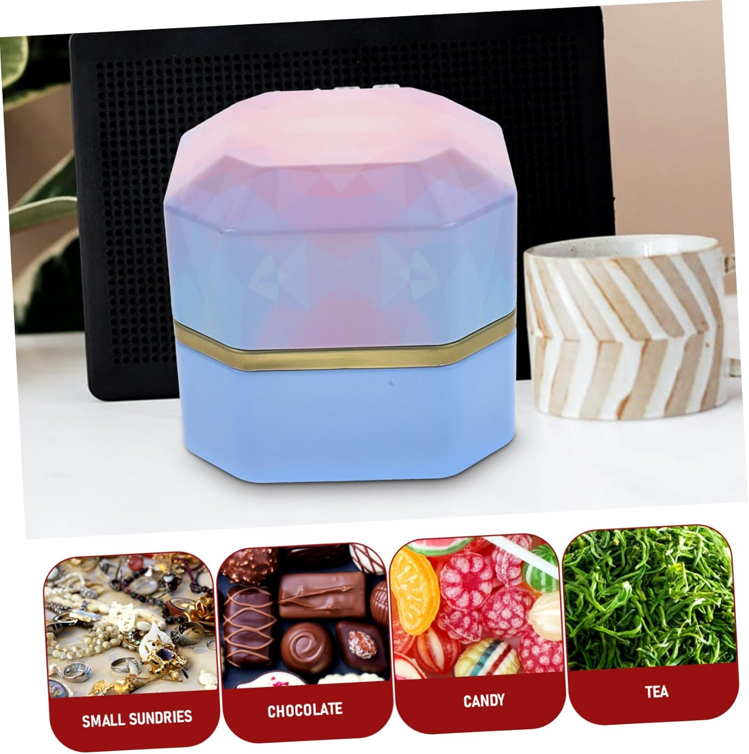 GOOHOCHY 2Pcs Chic Tinplate Canister Multi-Function Storage for Tea Snacks Stylish Home Supply Delicate Design Convenient Practical for Kitchen Organization image number 4