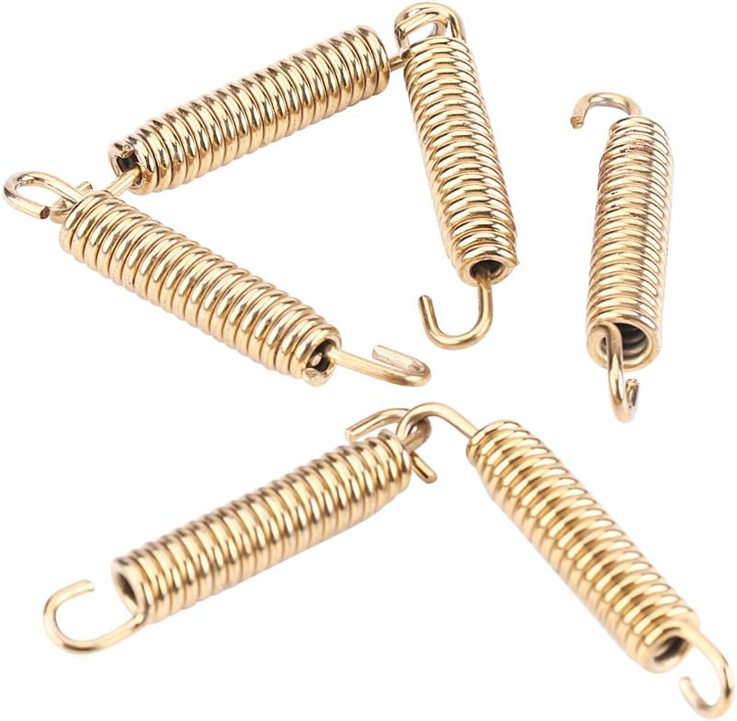 Qiilu 6Pcs 63Mm Stainless Exhaust Springs Universal Muffler Exhaust Pipe Springs Hooks for Motorcycle Motorbike Gold