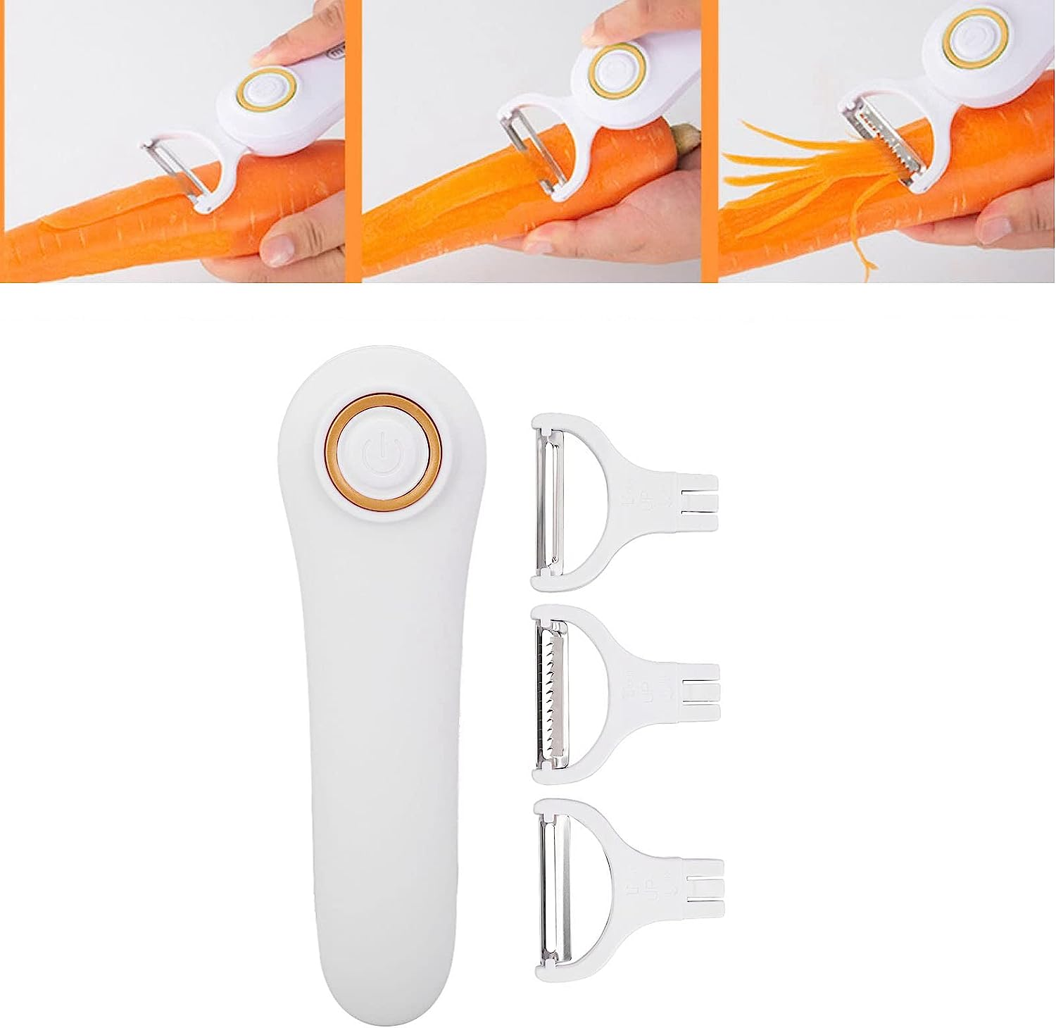 Electric Fruit Vegetable Peeler, Handheld Manual Peeler, Potato Peeler Electric, with Three Stainless Steel Paring Knife, for Kitchen Carrot Potato Cucumber image number 2