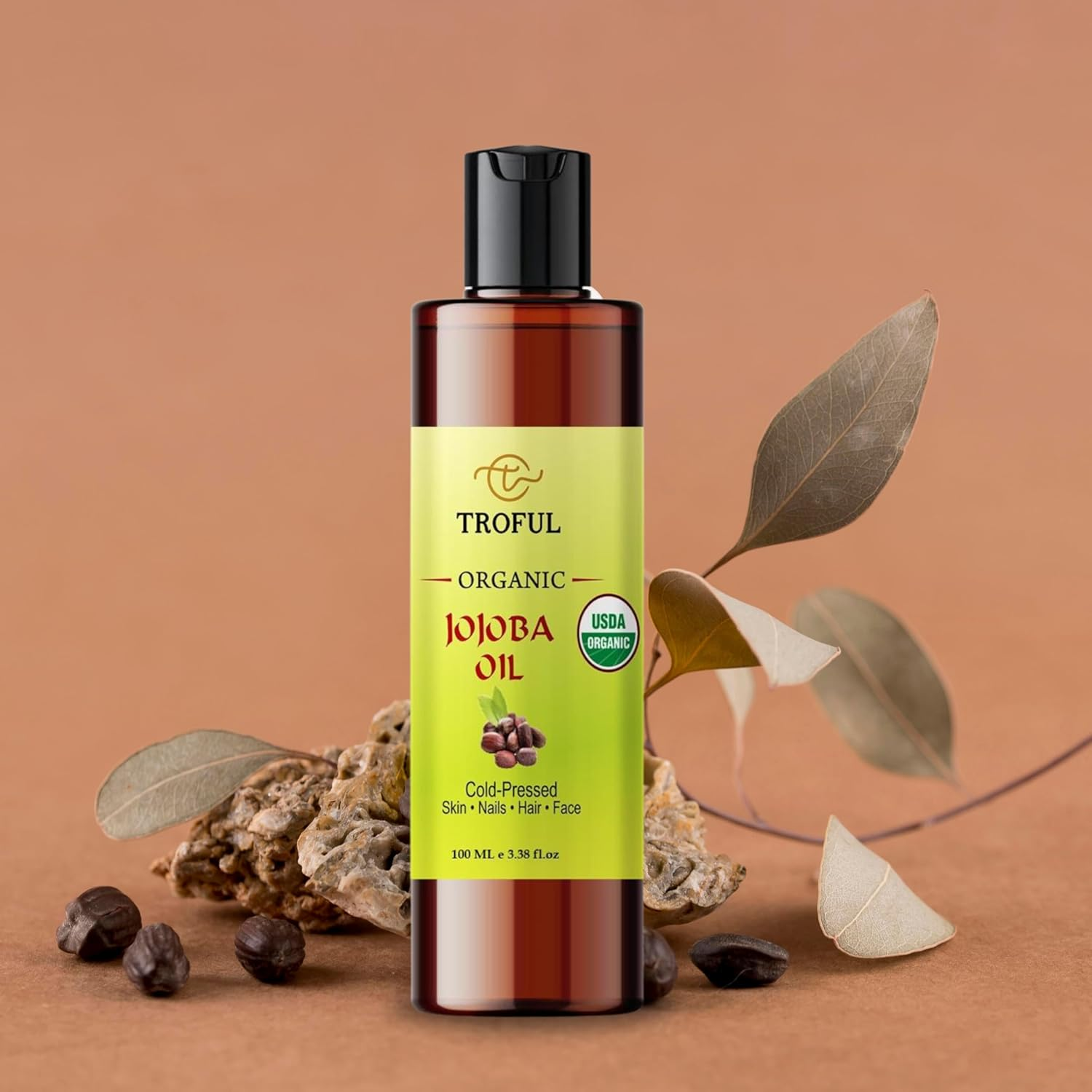 Troful Organic Jojoba Oil - Cold-Pressed 100 ML &ndash; Certified Organic, 100% Pure and Natural - Premium Grade Carrier Oil for Skin, Face, Hair, Nails, and Massage image number 4