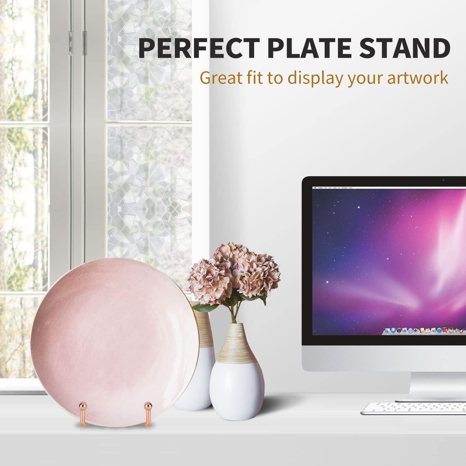 MEZOKUCEL3 Pack Metal Display Stand, Decorative Plate Stand Holder, Premium Frame Holder Stand for Picture Book Photo Easel Tablets and Artistic Work (6 Inch, Rose Gold) image number 2