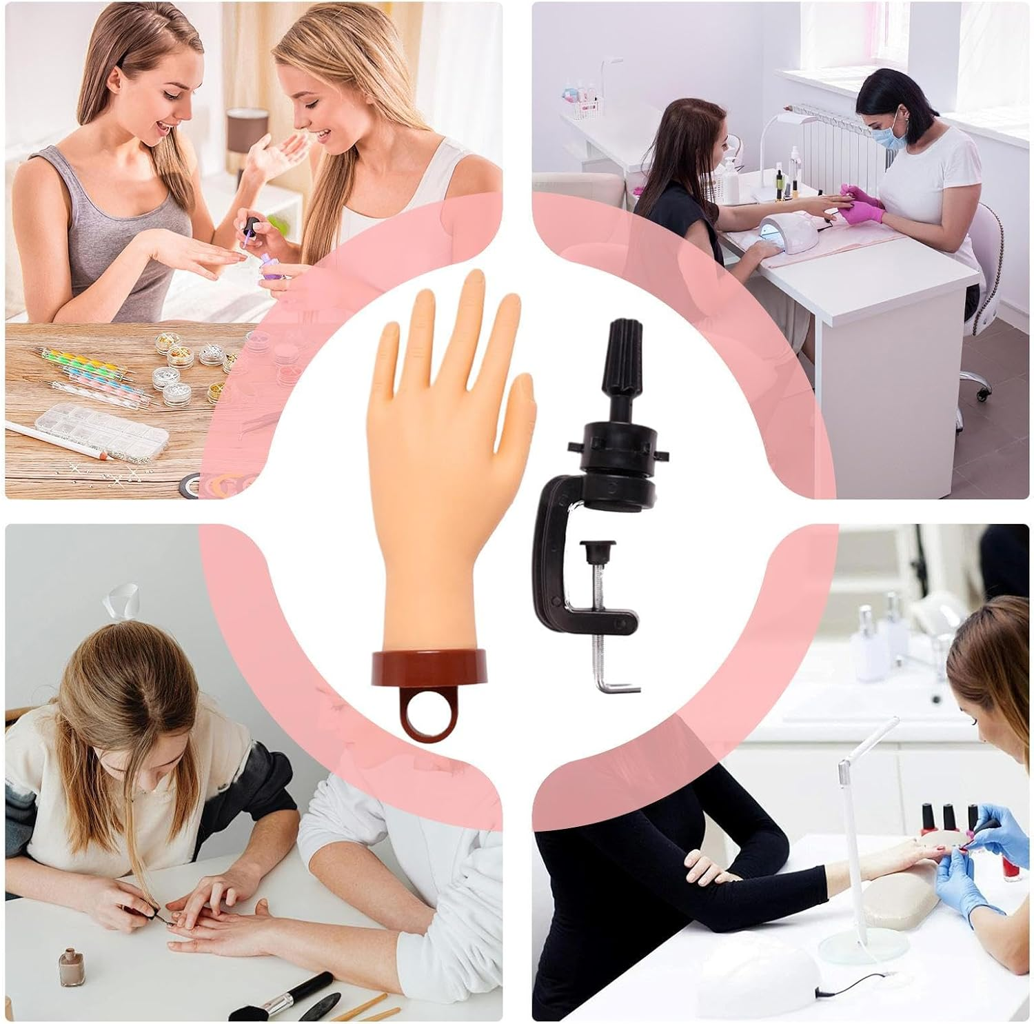 Bendable Nail Practice Fake Hand with Holder 25.5X10 Cm Fake Hand for Acrylic Nails 0.2Kg Realistic Manicure Model Training Tool for Beginners Teaching Professional image number 5